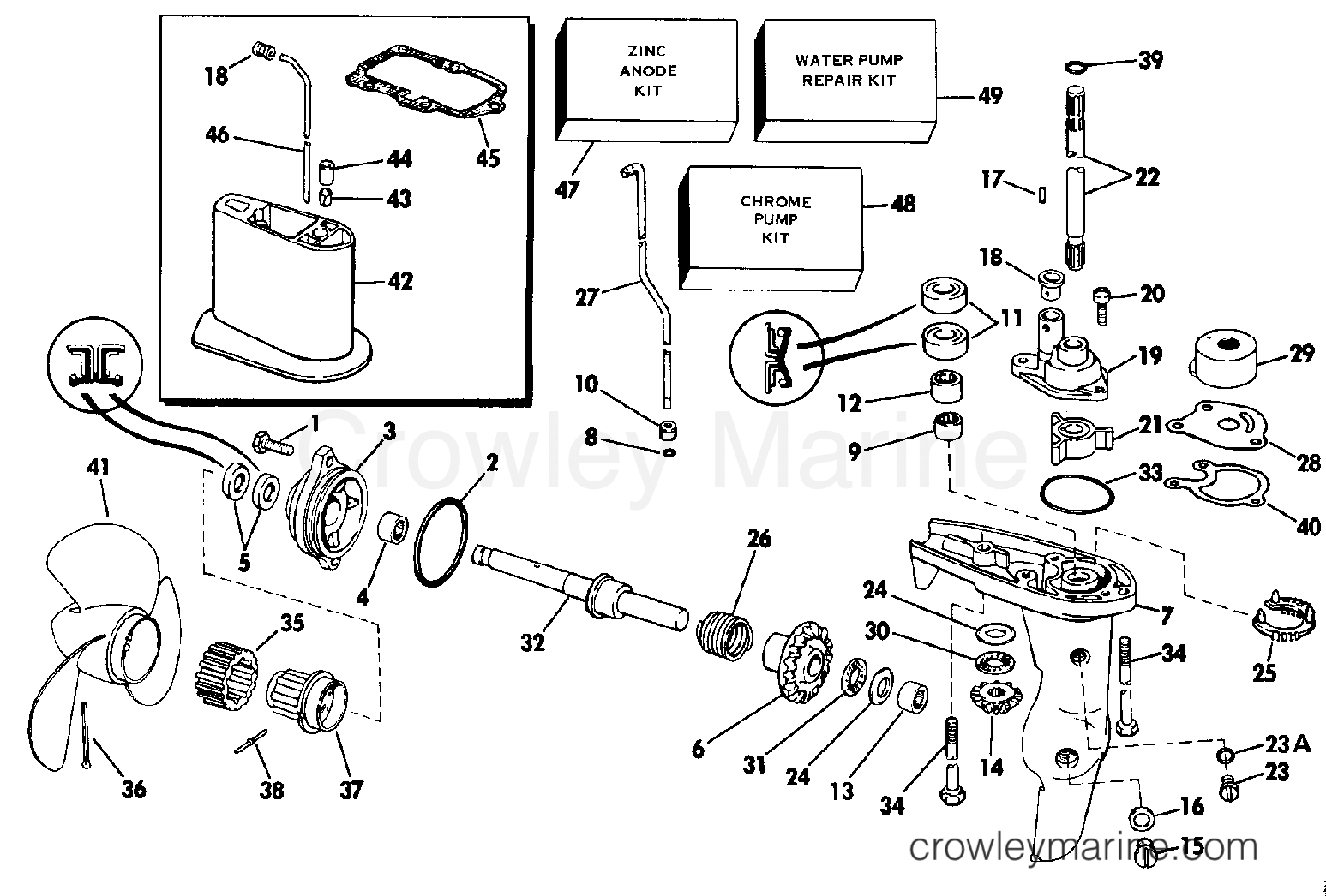1989 Outboard 3 - J3BRCEC - GEARCASE