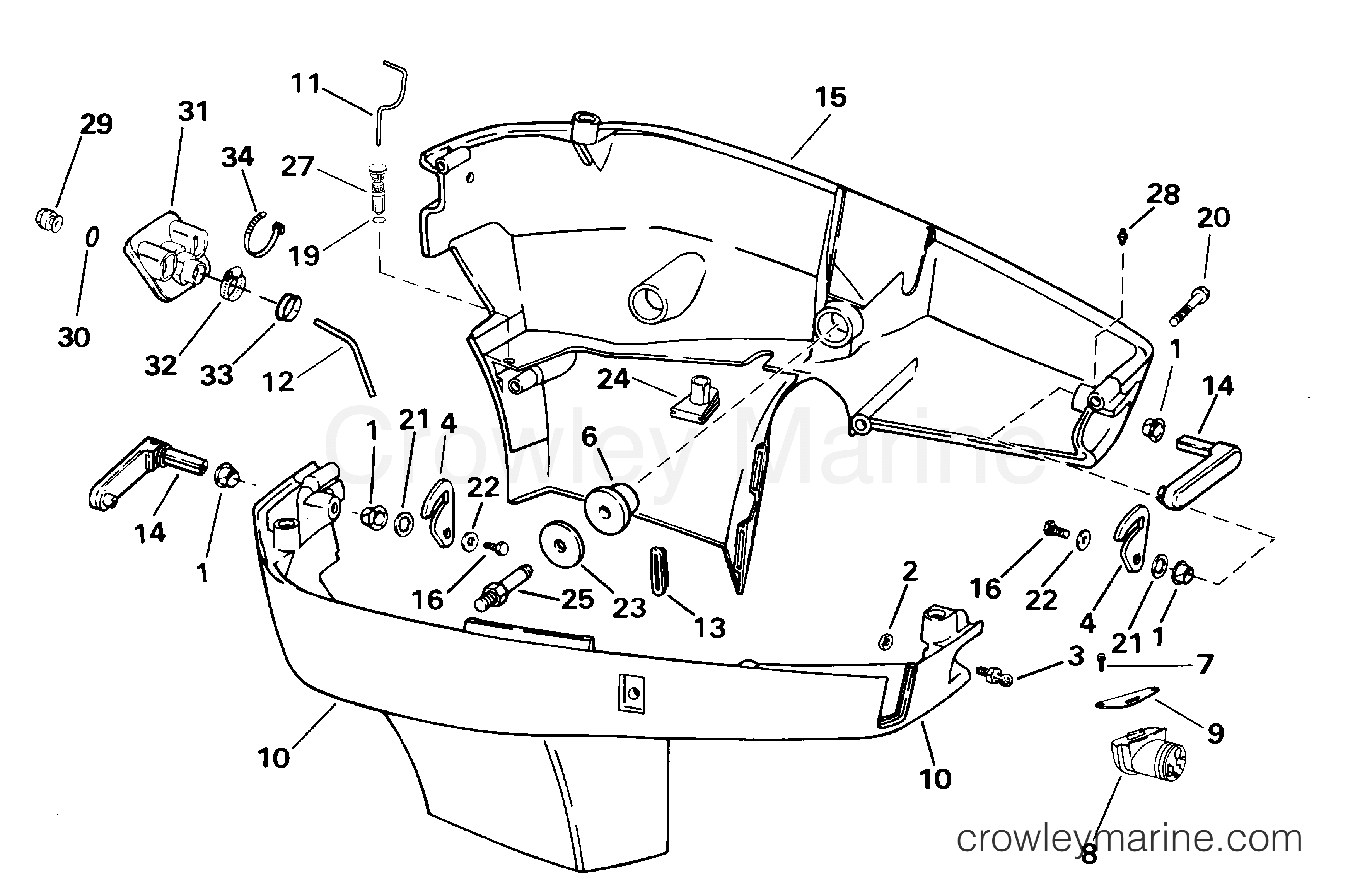 2001 Outboard 225 - BJ225VCSIF - LOWER ENGINE COVER
