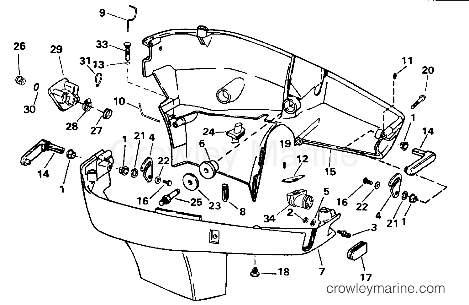 1996 Outboard 200 - SJ200WTPLA - LOWER ENGINE COVER