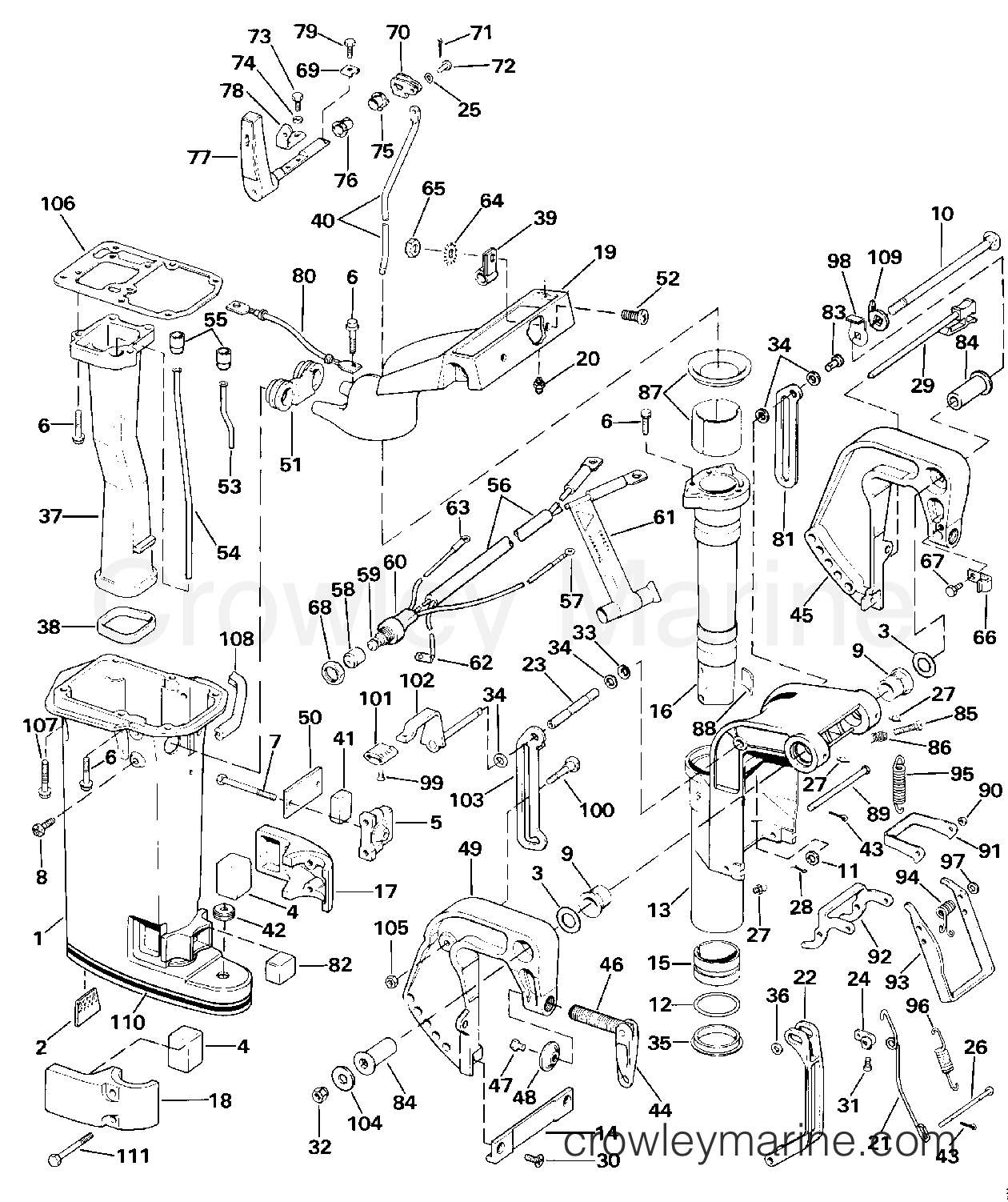 1986 Evinrude Outboards 15 - E15RLCDE MIDSECTION (ALL MODELS EXCEPT SEL) section