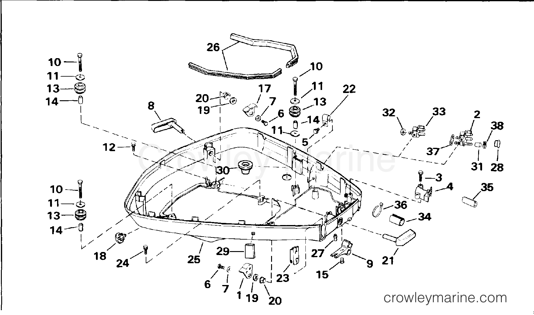 1994 Outboard 90 - J90TXARC - LOWER ENGINE COVER