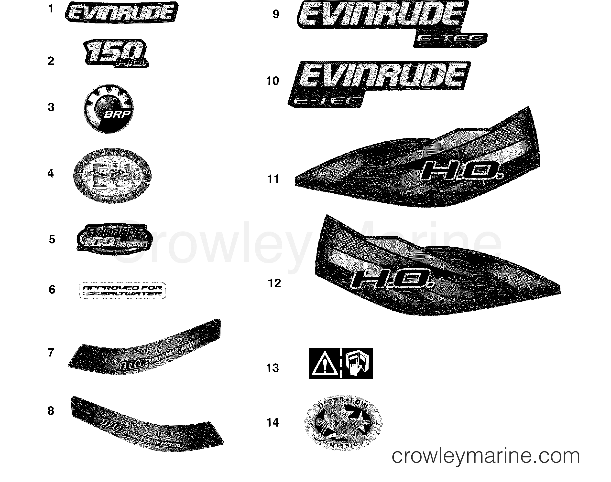 2009 Outboard 150 - E150HGLSES - DECALS