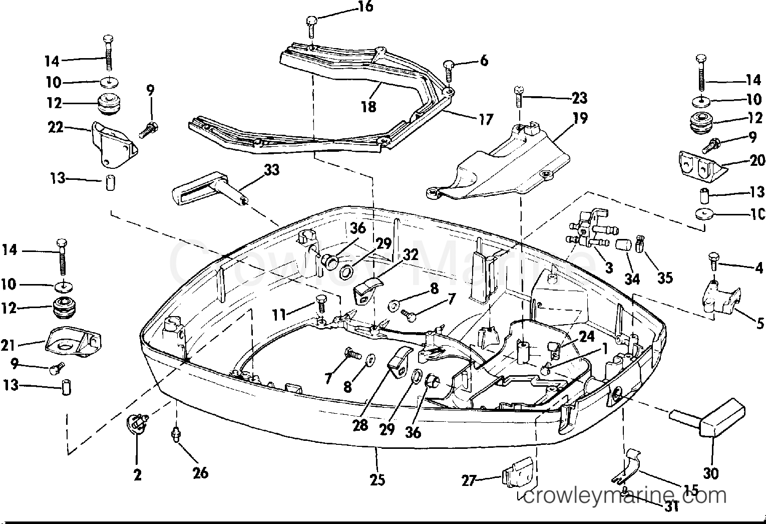 1987 Outboard 150 - J150TXCUR - LOWER ENGINE COVER