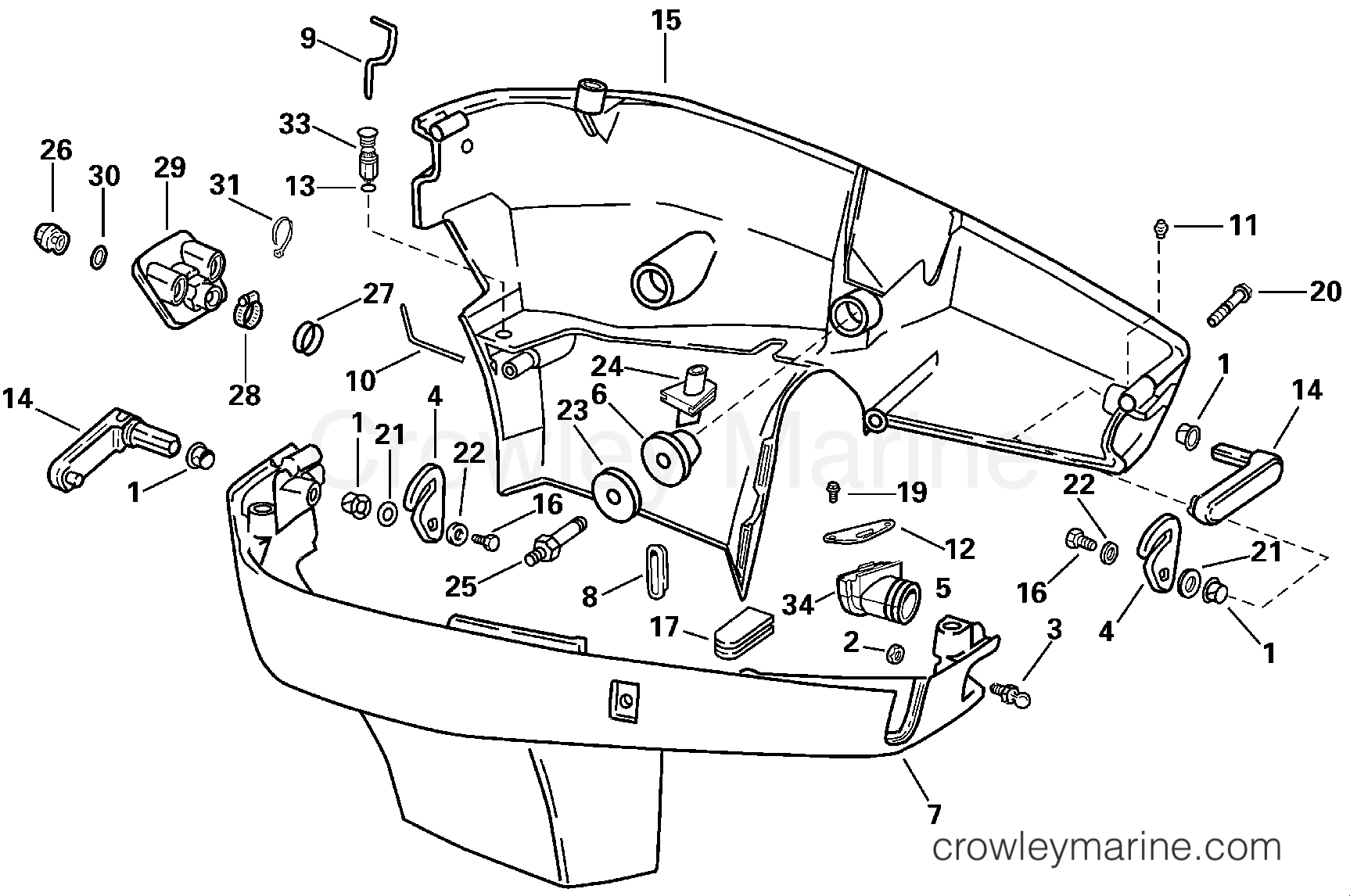 2000 Outboard 200 - J200WPXSSC - LOWER ENGINE COVER