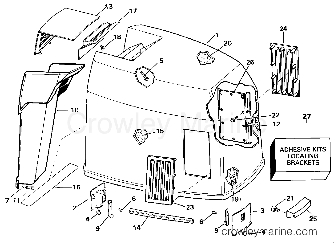 1993 Outboard 250 - J250TXETS - ENGINE COVER - JOHNSON