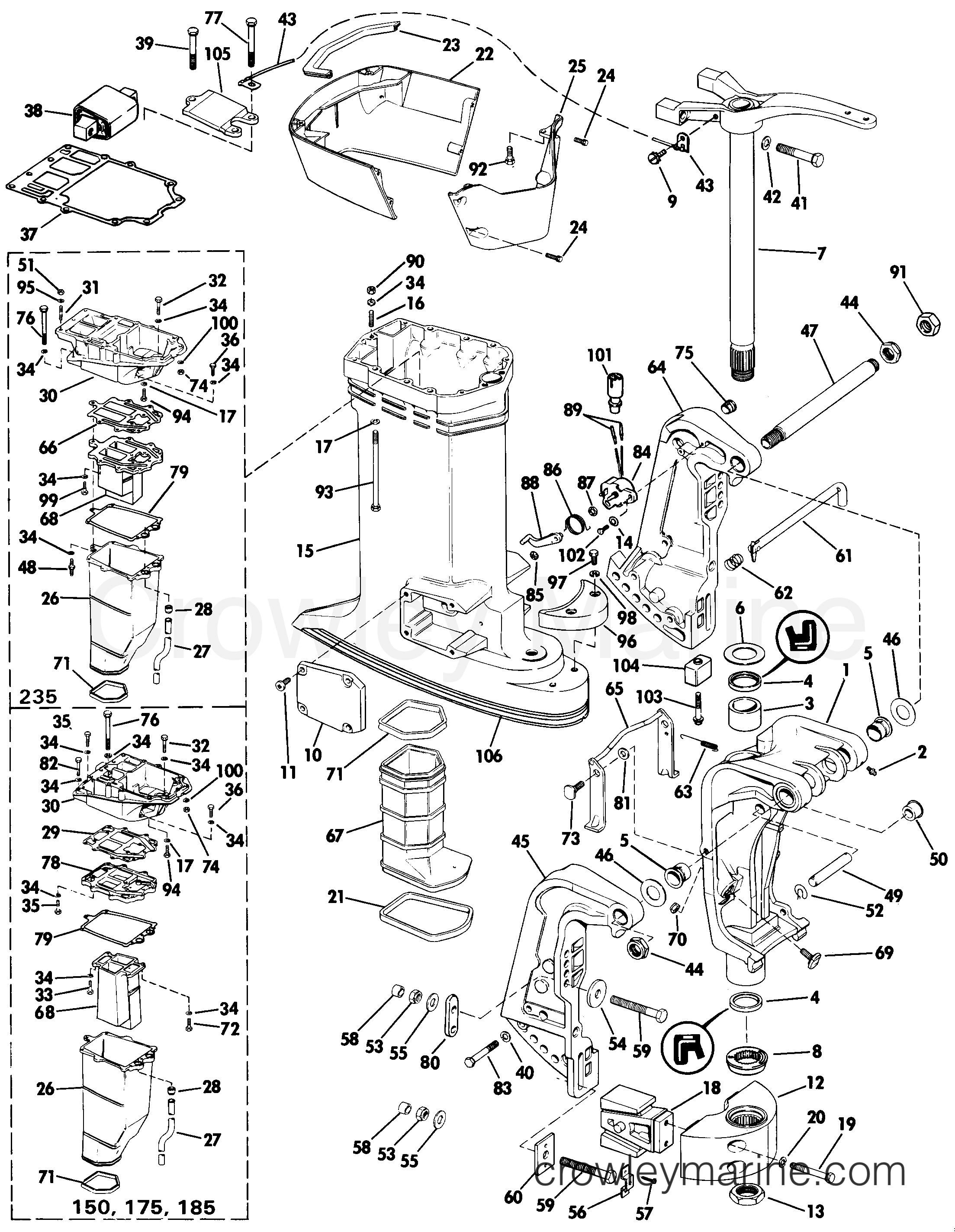 1985 Outboard 175 - J175TXCOC - MIDSECTION