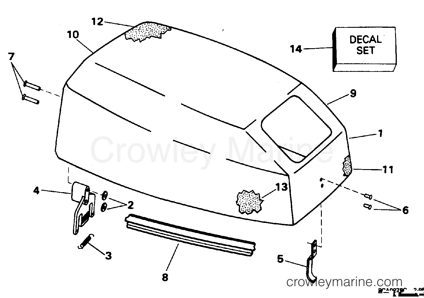 1995 Outboard 15 - E15EEOD - ENGINE COVER - JOHNSON