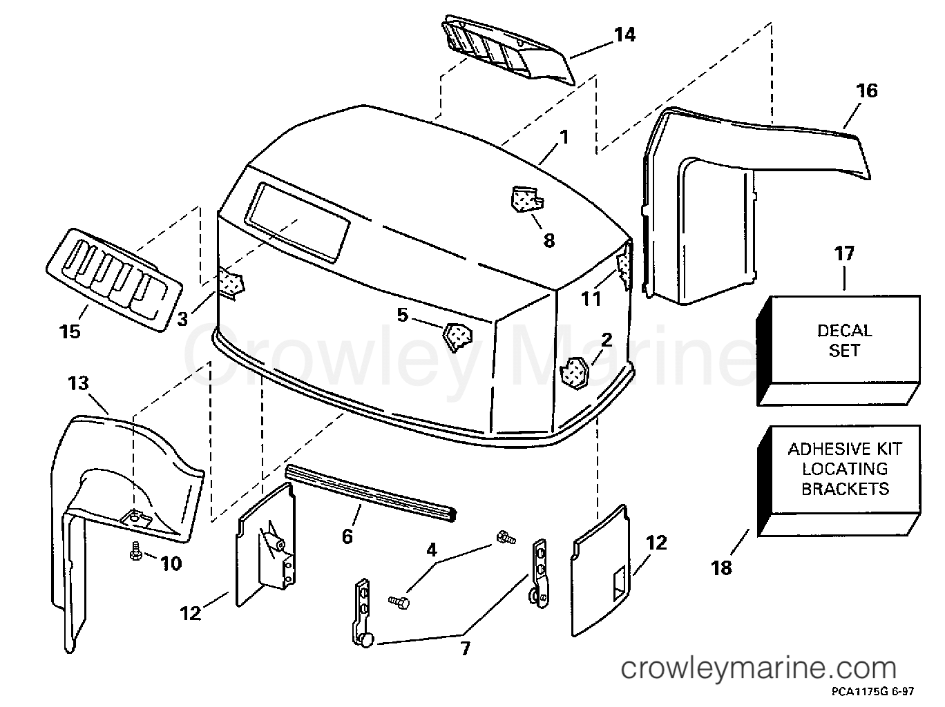 1998 Outboard 115 - J115ELECM - ENGINE COVER -- JOHNSON