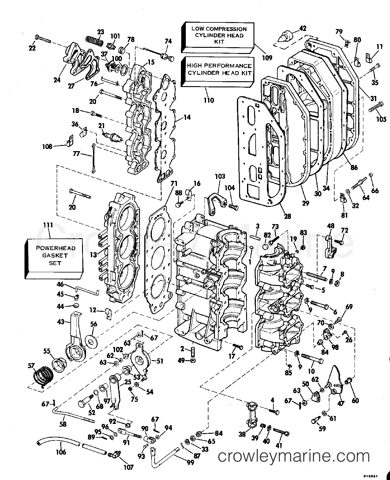 1981 Evinrude Outboards 70 - E70ELCIH CYLINDER & CRANKCASE section