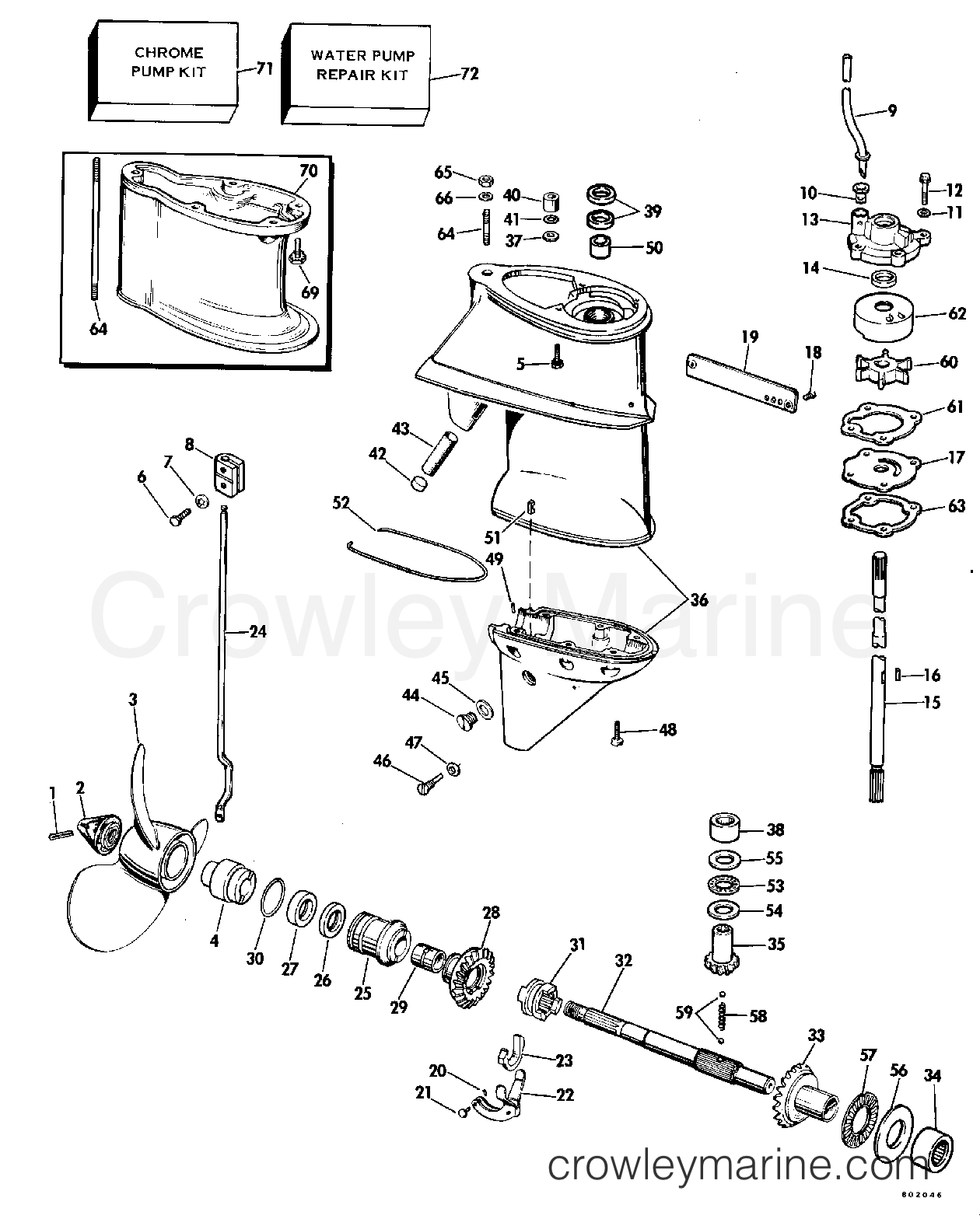 1980 Johnson Outboards 25 - J25RLCSA GEARCASE - 25 section