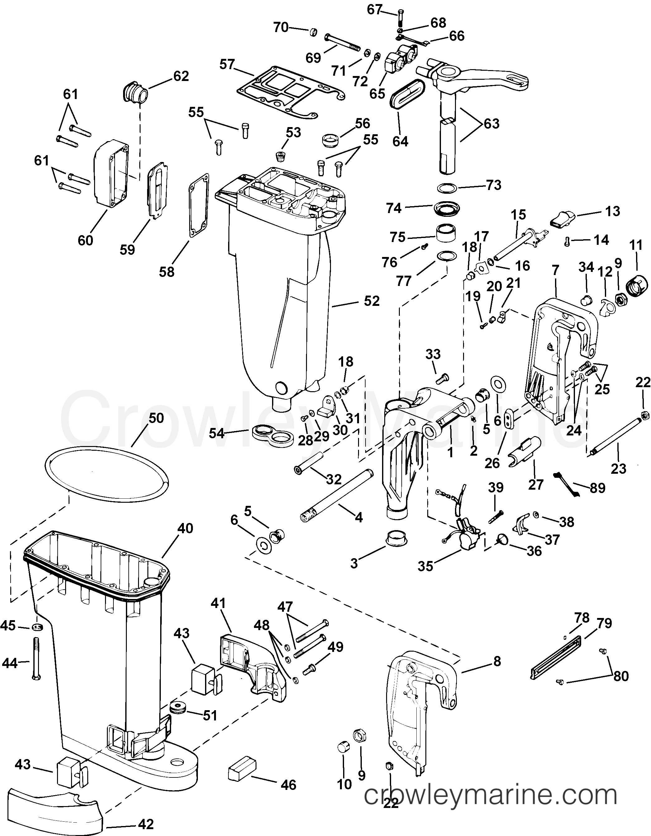 EXHAUST HOUSING / STERN BRACKET - 2003 Outboard 40 J40PLSTD | Crowley ...