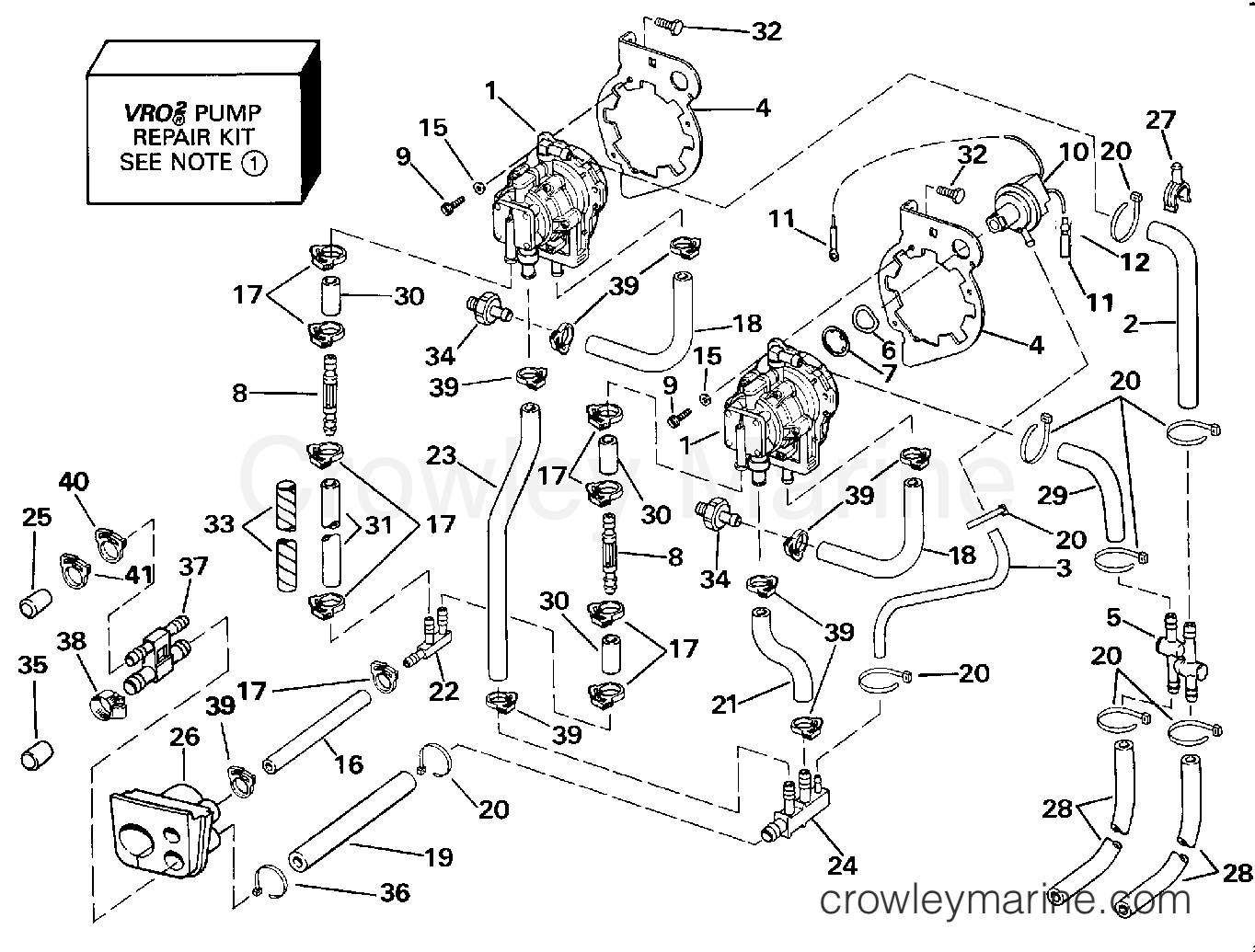 1992 Outboard 250 - J250TXEND - VRO2 PUMP
