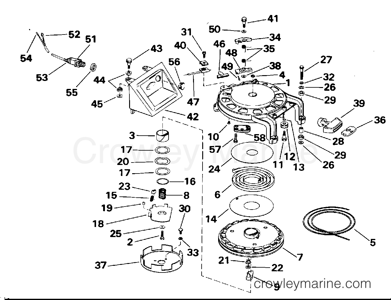 1995 Outboard 45 - J45RCEOD - REWIND STARTER