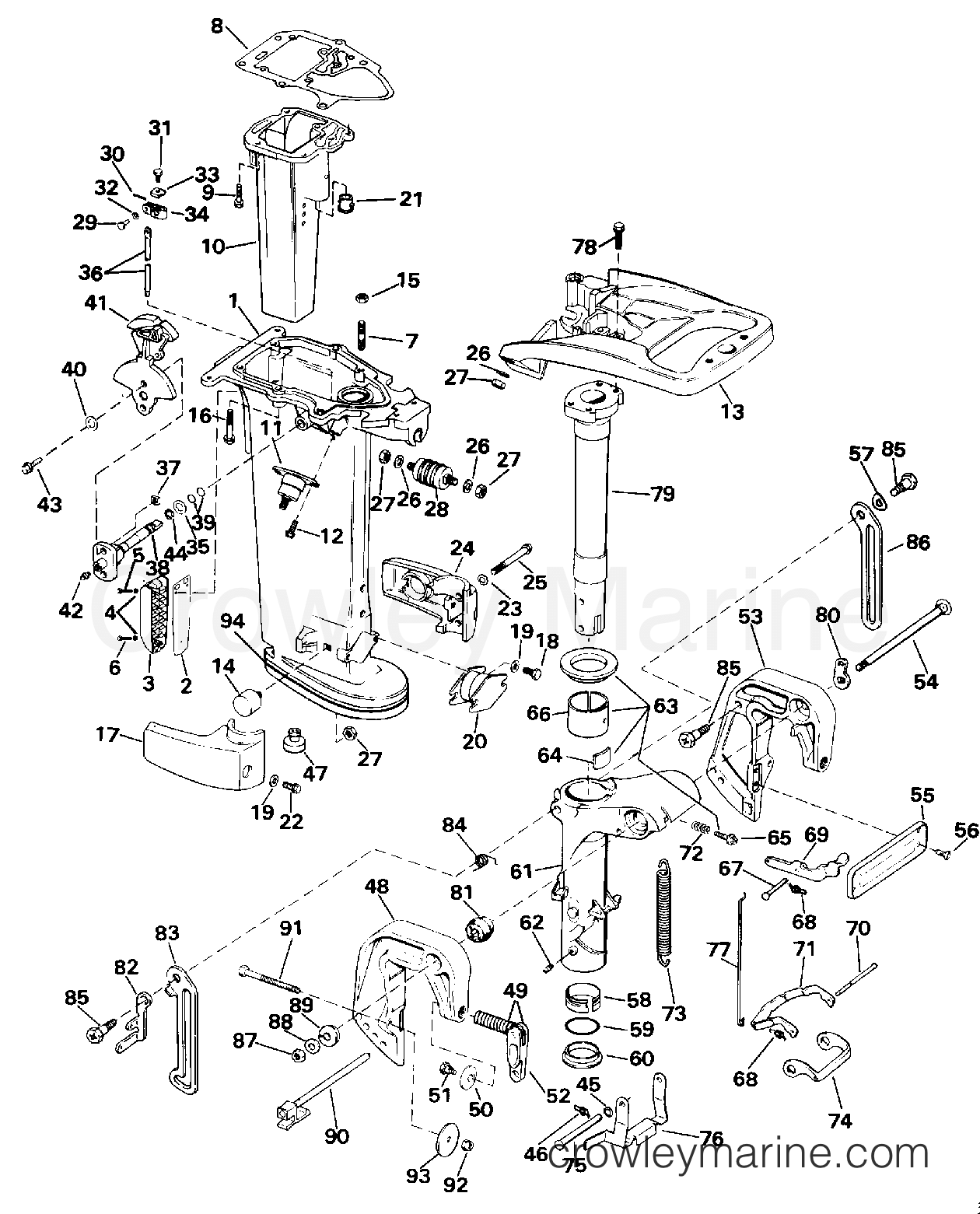 1992 Outboard 25 - E25REND - MIDSECTION - 20 & 25 MODELS ONLY