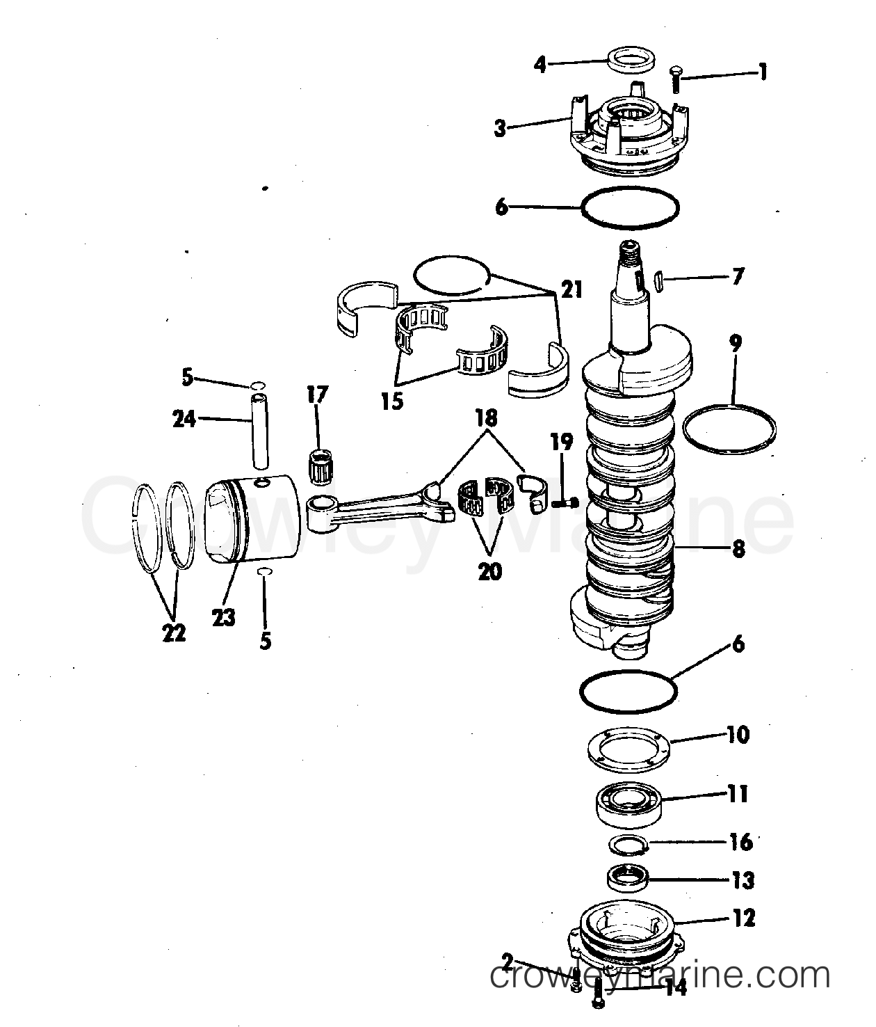 1978 Outboard 175 - 175TX78C - CRANKSHAFT & PISTON