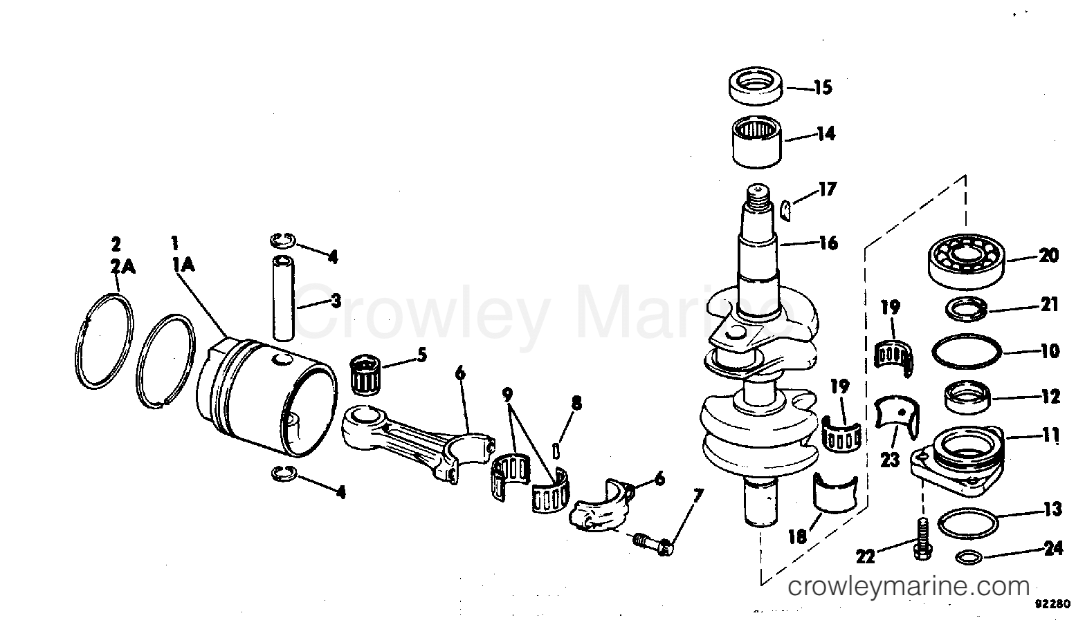 1982 Outboard 25 - J25ECNE - CRANKSHAFT & PISTON