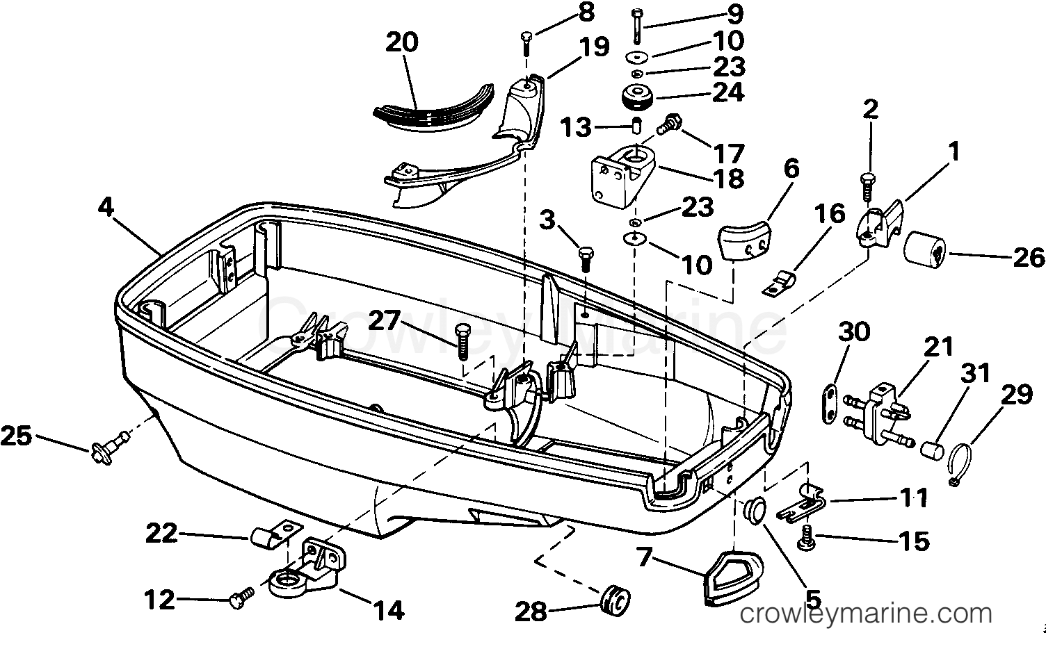 1985 Outboard 40 - J40TECOB - LOWER ENGINE COVER