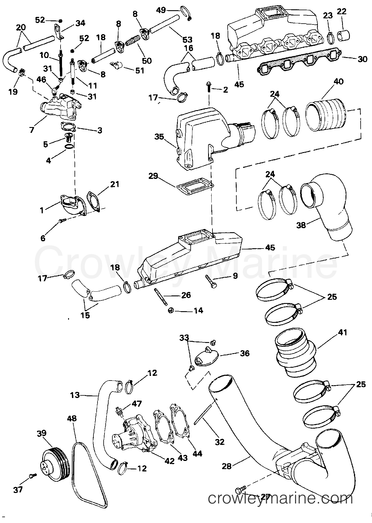 1994 OMC Stern Drive 5.8 - 58FBDPMDA - EXHAUST AND COOLING