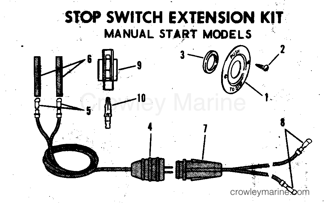 1973 Rigging Accessories - Electrical System - STOP SWITCH EXTENSION KIT MANUAL START MODELS