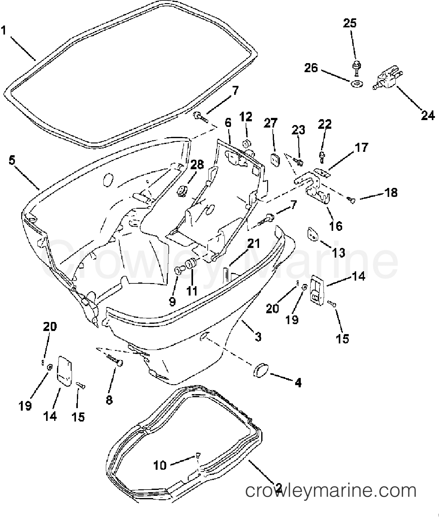 2001 Outboard 70 - E70PL4SIA - LOWER ENGINE COVER