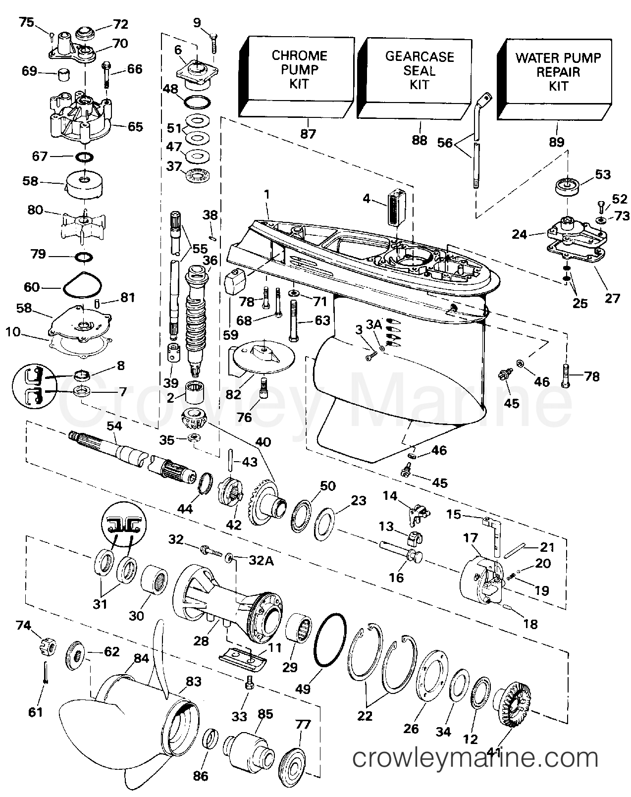 1993 Outboard 85 - J85TTLETS - GEARCASE