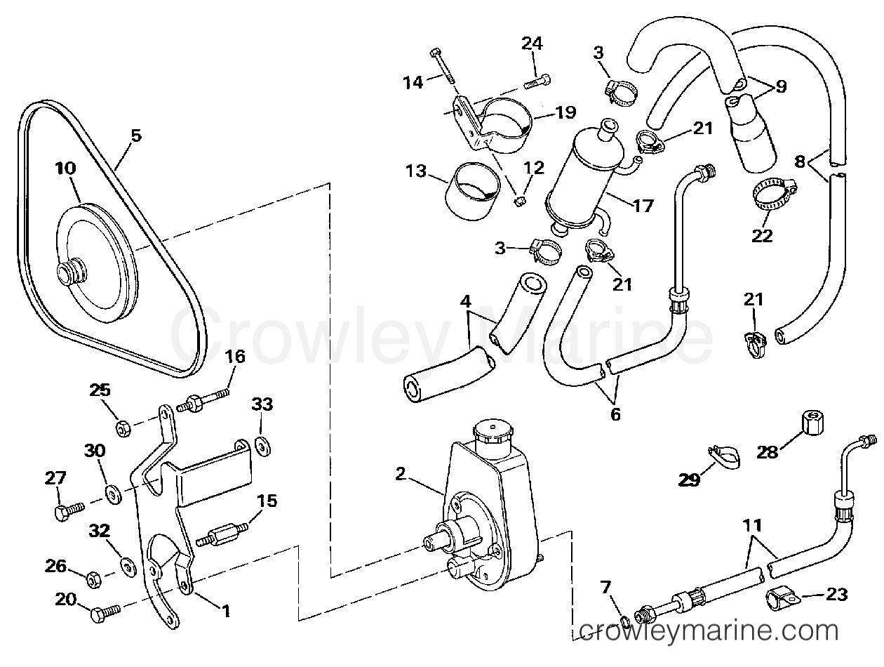 1997 OMC Stern Drive 7.4 - 744FPLKD POWER STEERING PUMP section