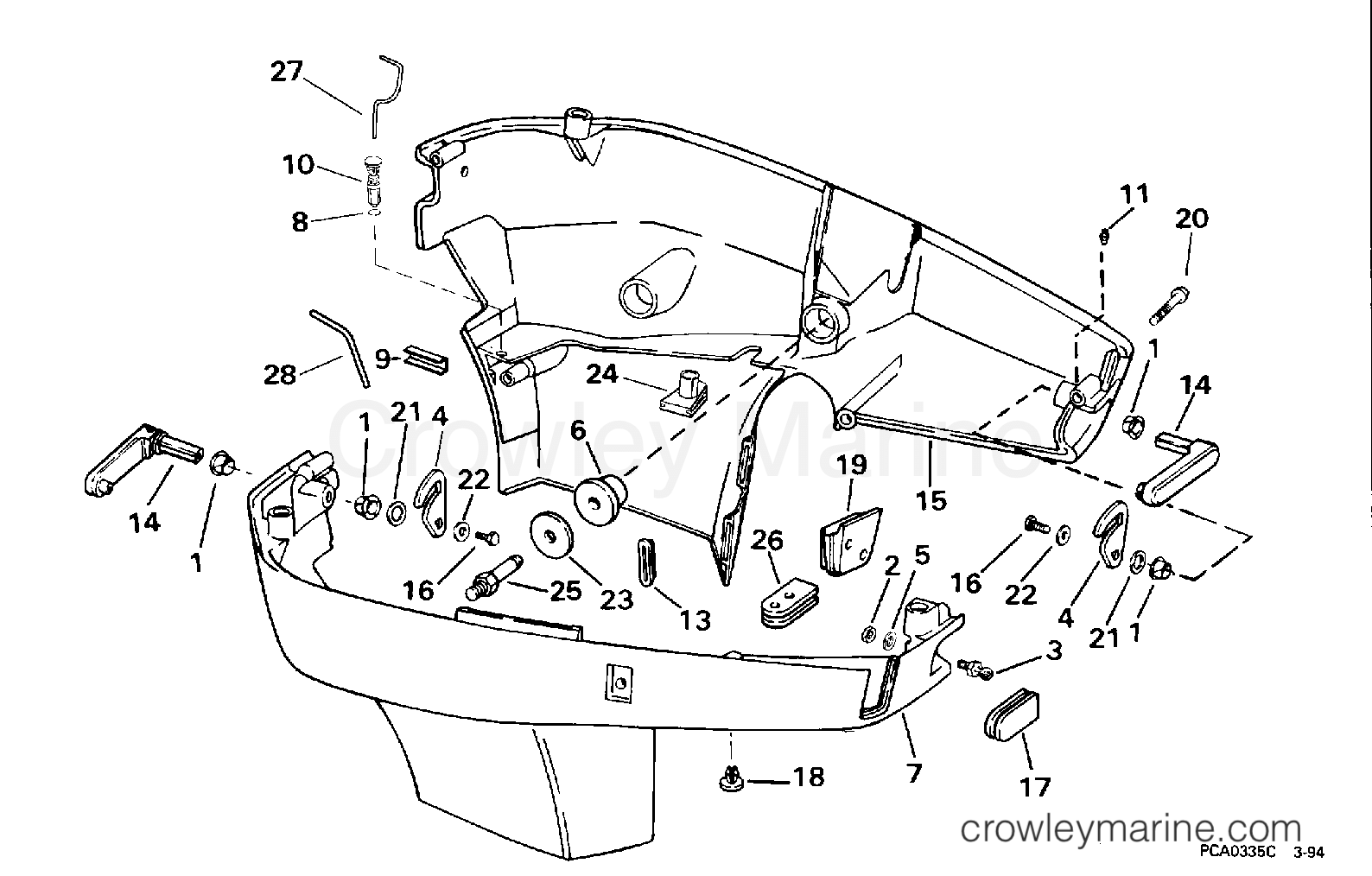 1994 Evinrude Outboards 185 - E185ESERK LOWER ENGINE COVER section