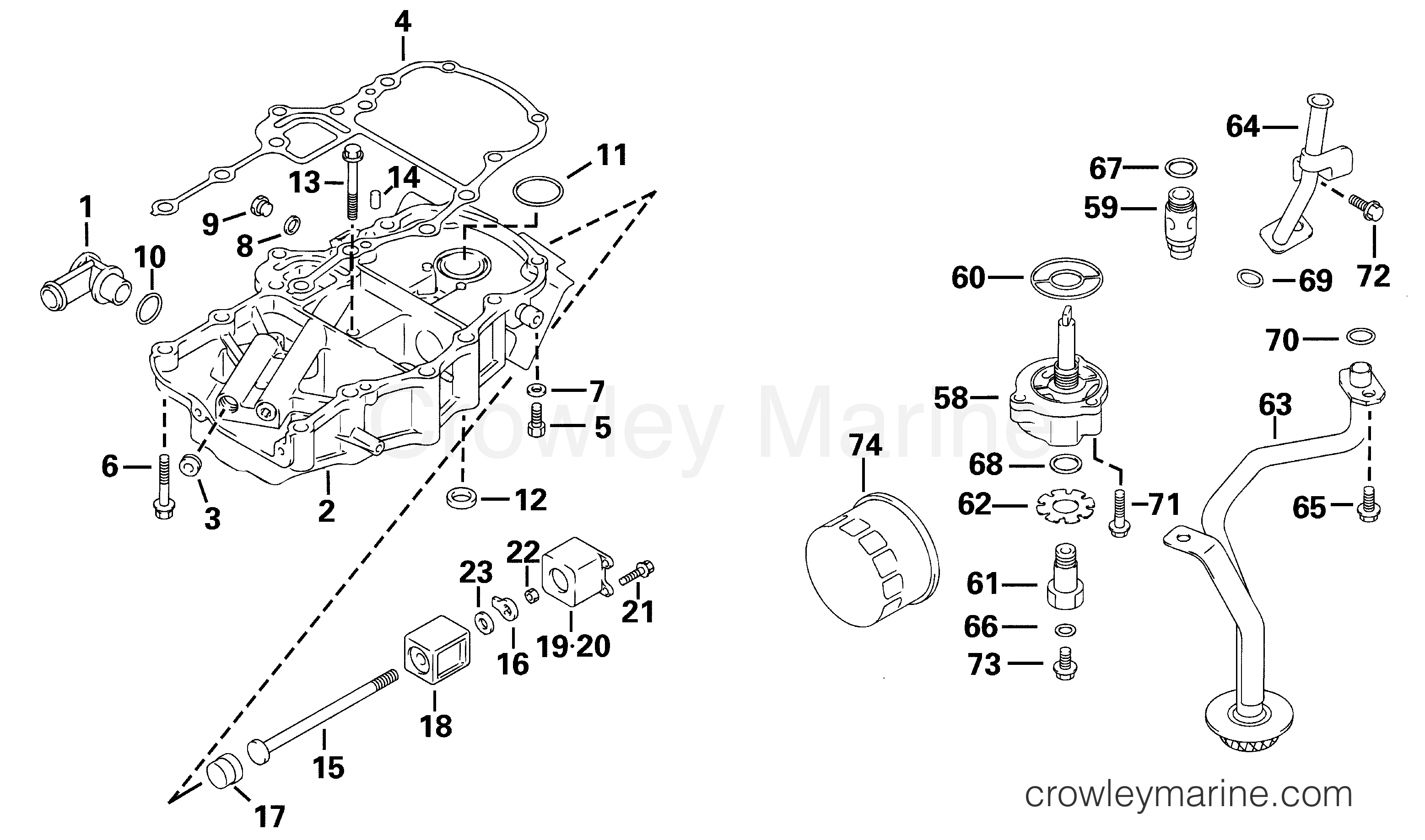 2001 Outboard 30 - E30RL4SIC - MIDSECTION & OIL SYSTEM