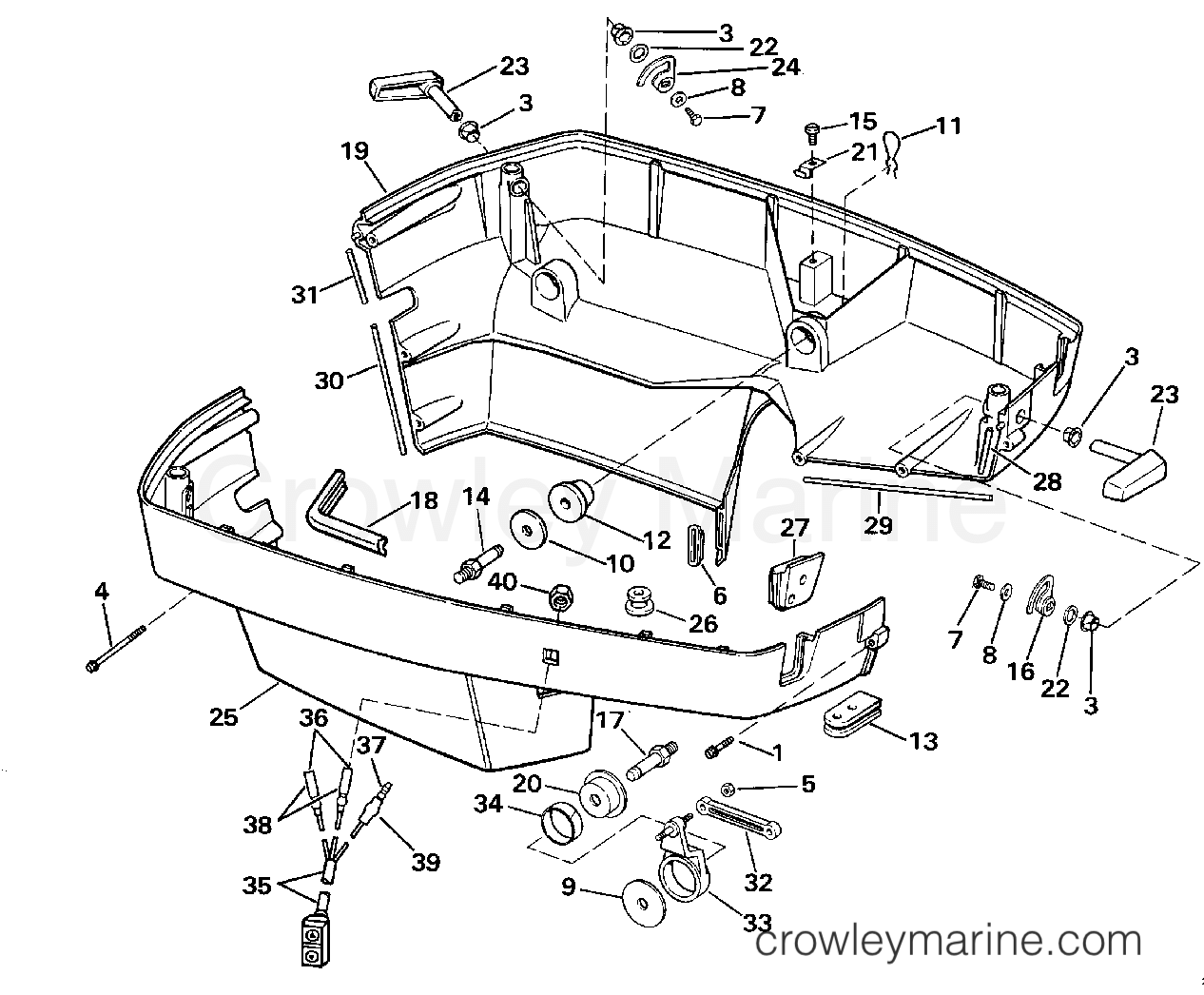 1990 Outboard 300 - J300PLESB - LOWER ENGINE COVER