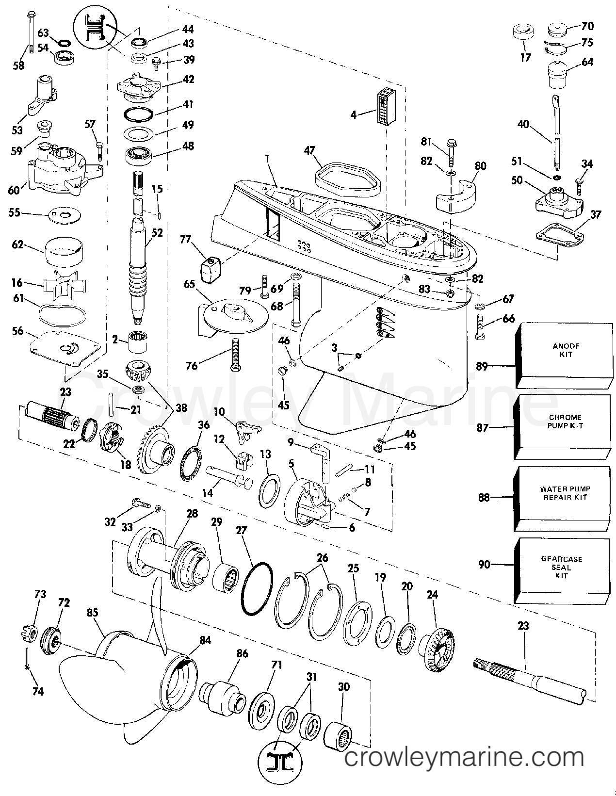 1987 Outboard 50 - J50BECUD - GEARCASE