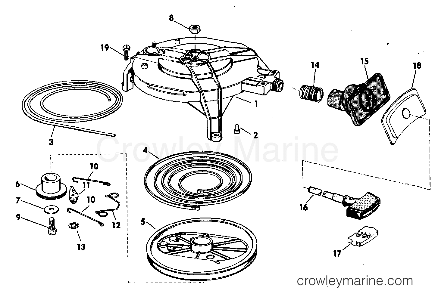 1973 Evinrude Outboards 25 - 25352A - REWIND STARTER