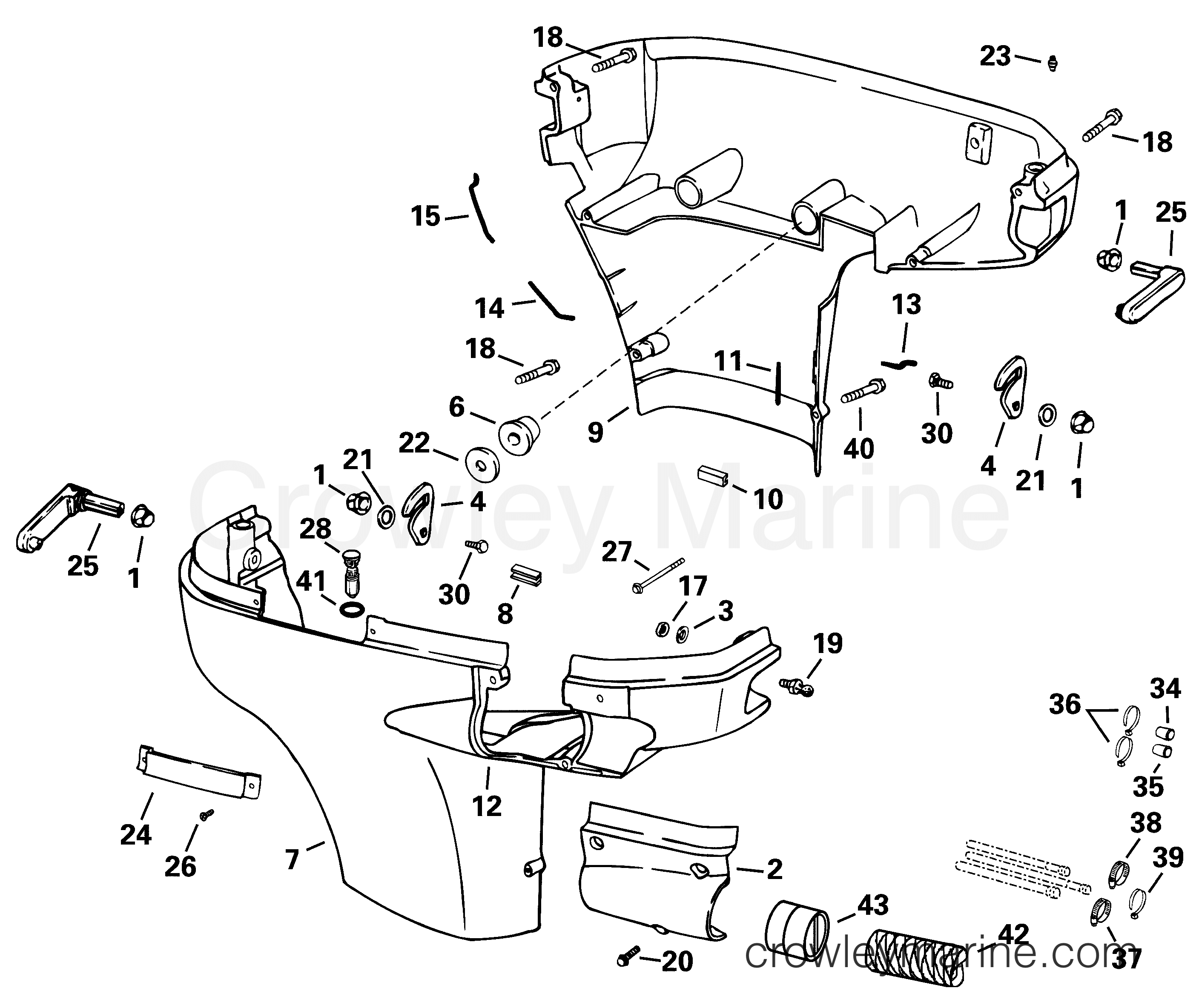 2001 Outboard 175 - E175FPLSIF - LOWER ENGINE COVER