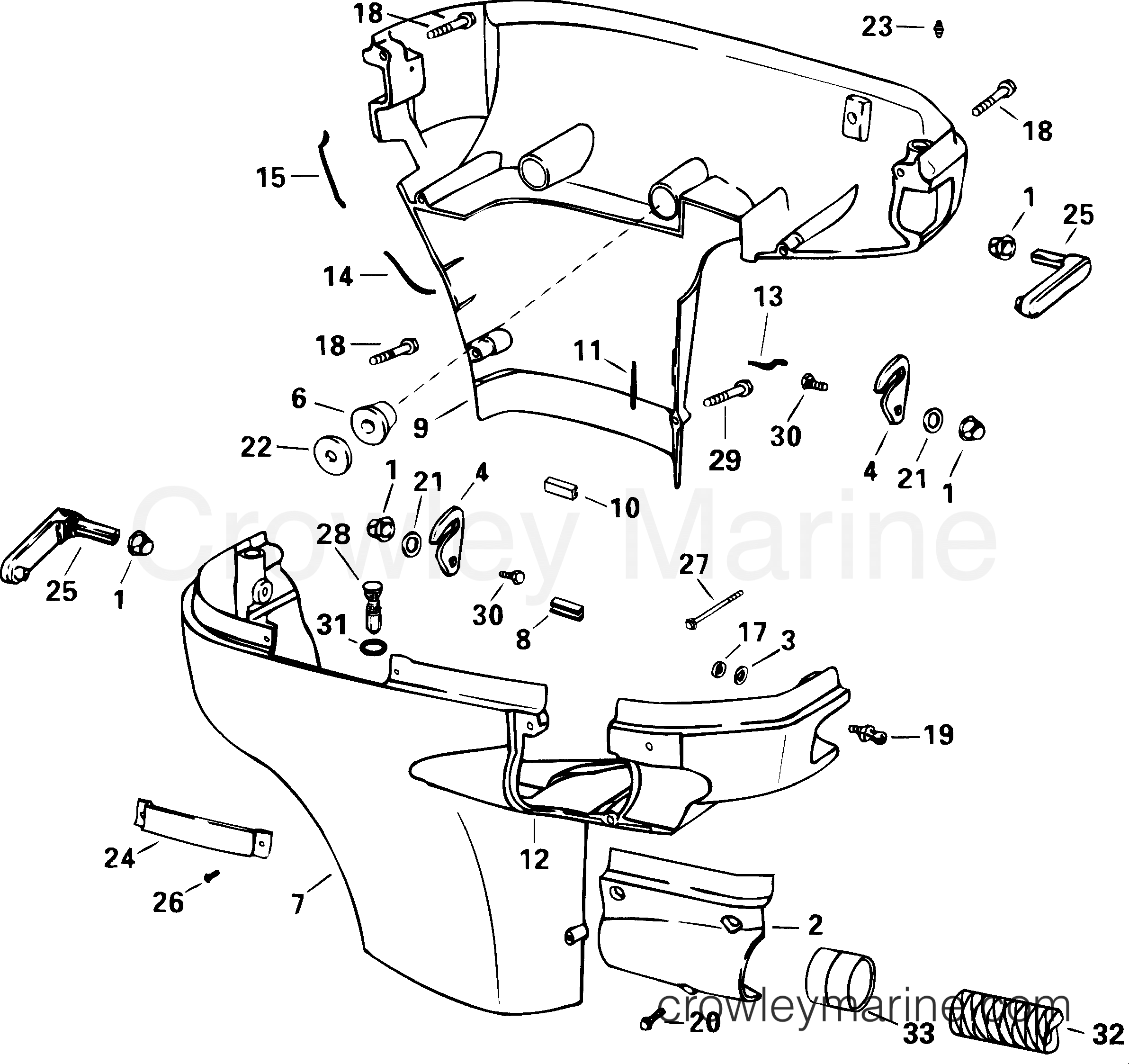 2001 Outboard 100 - J100WPLSIF - LOWER ENGINE COVER