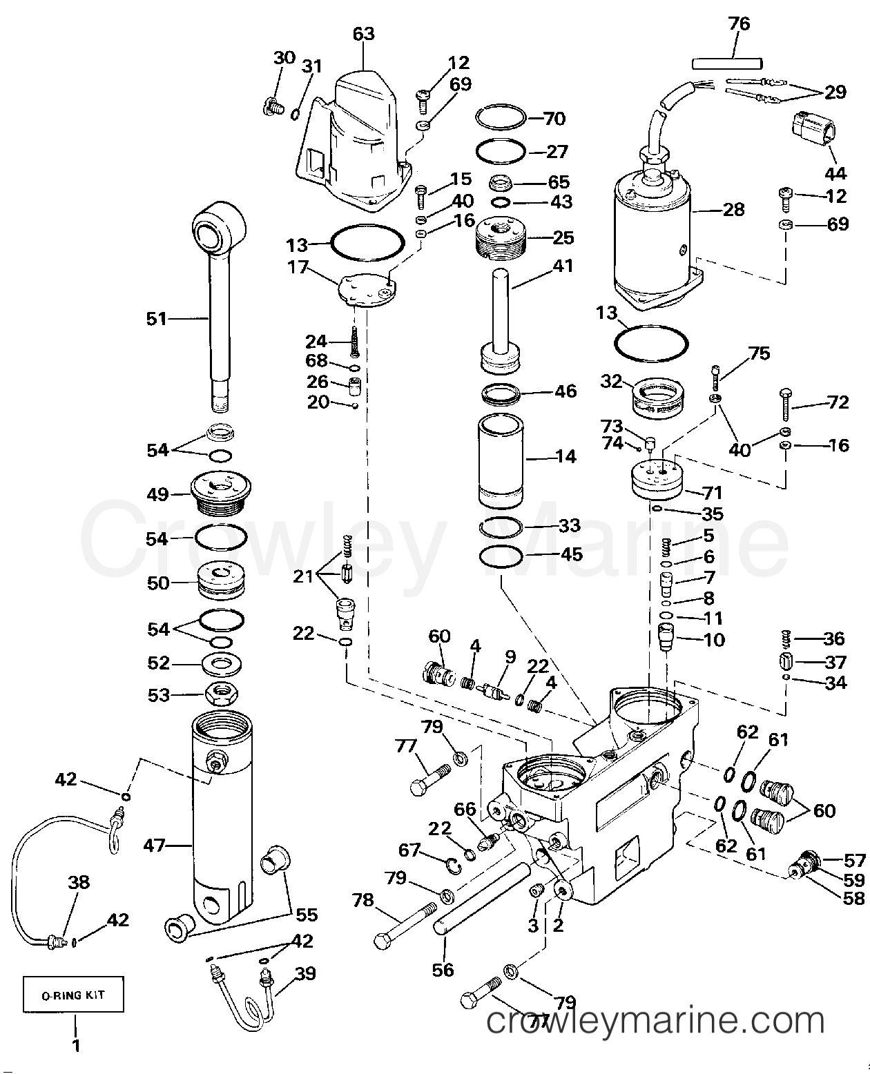 1990 Johnson Outboards 150 - J150STLESB POWER TRIM/TILT HYDRAULIC ASSEMBLY section