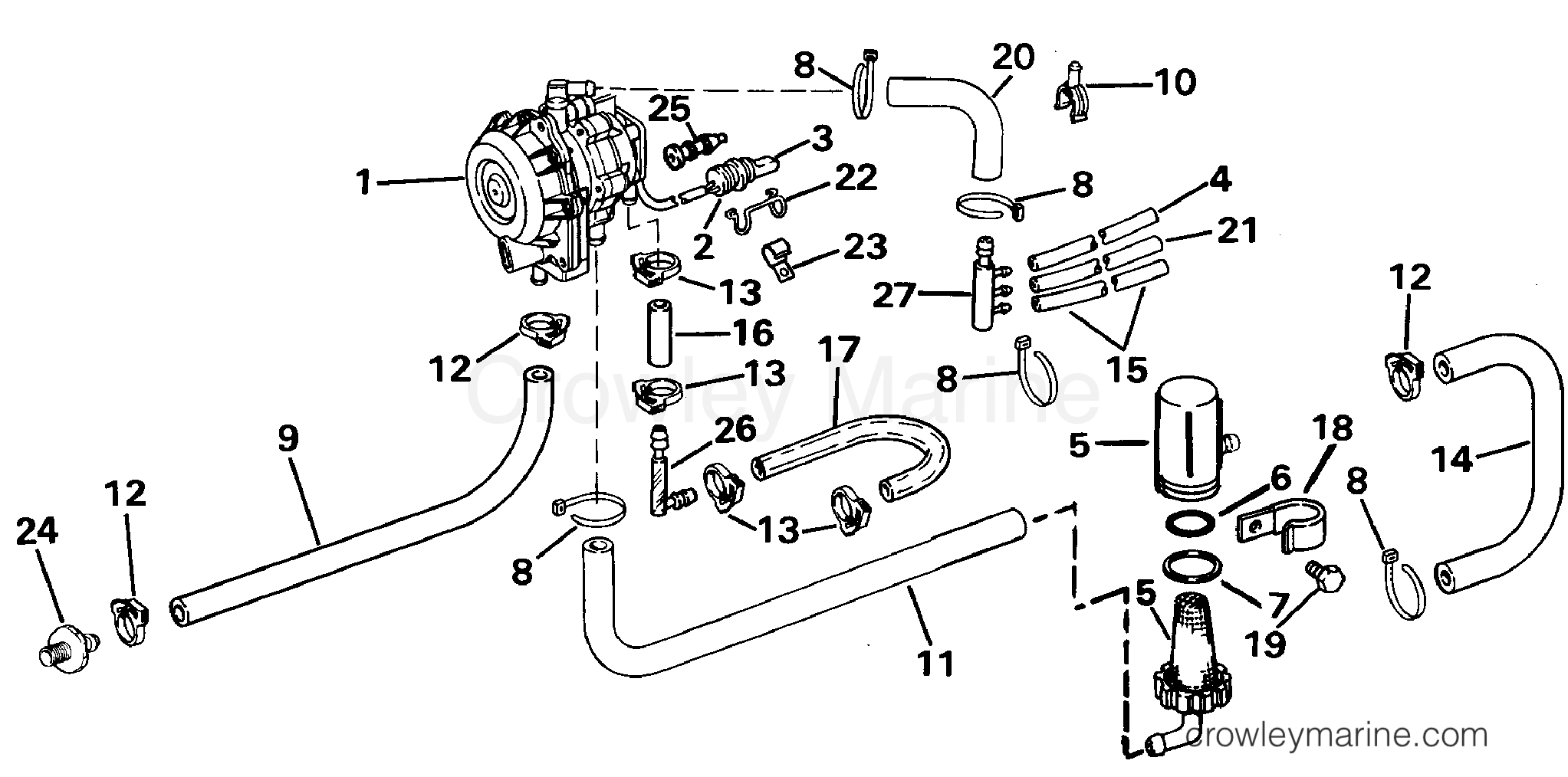 1989 Outboard 45 - J45RCLE - VRO2 PUMP
