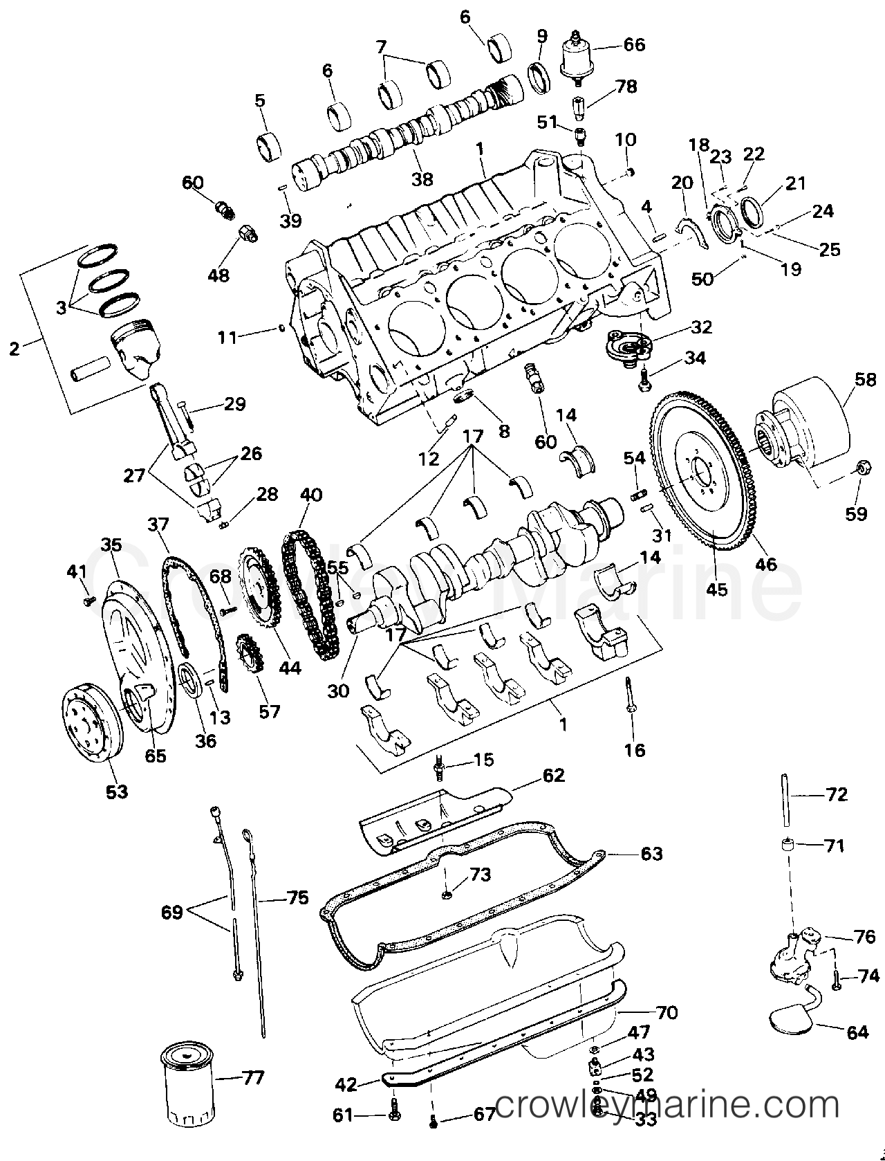 1994 OMC Stern Drive 5.7 - 572AGPMDA - CRANKCASE