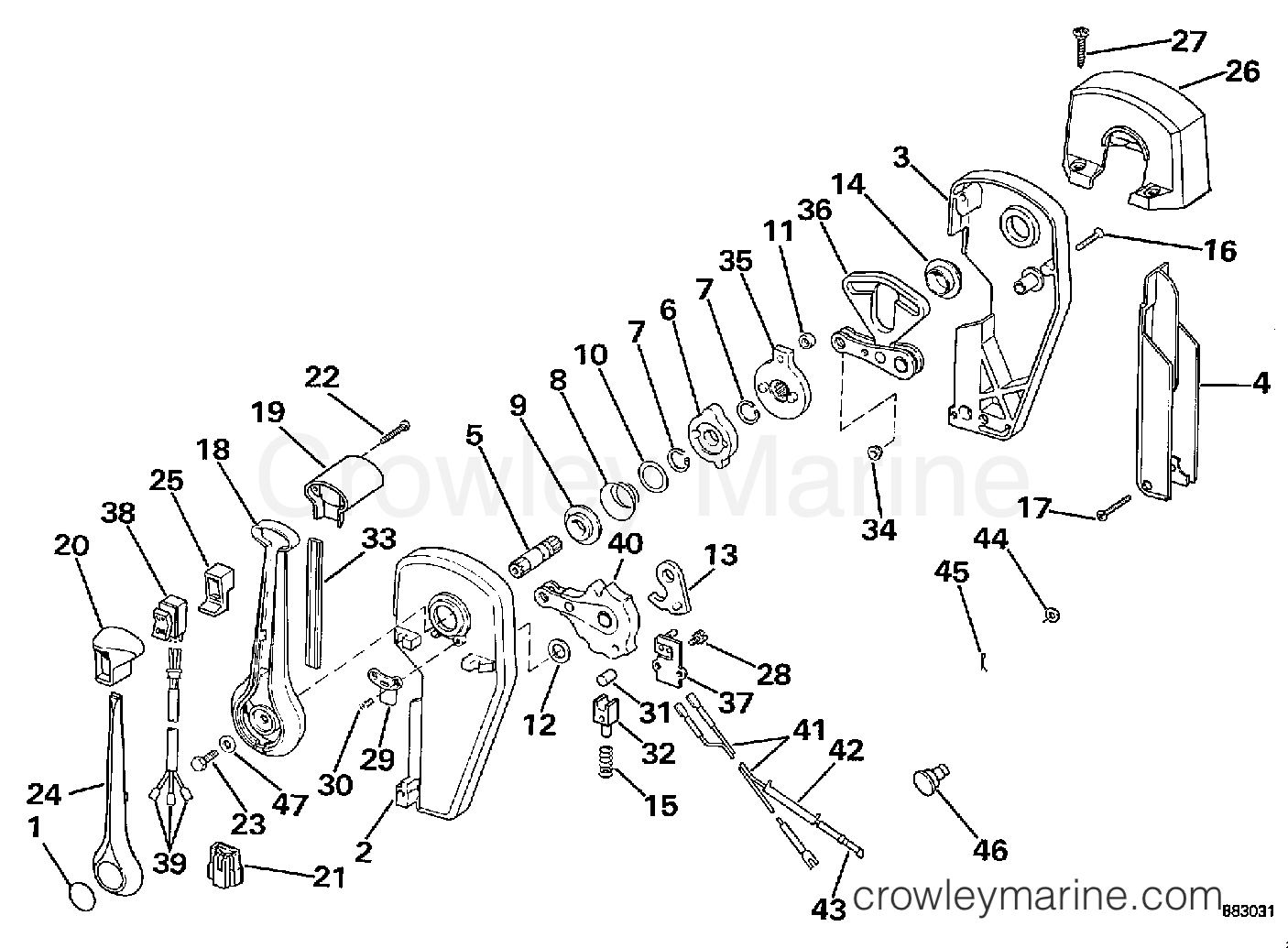1997 Rigging OMC Stern Drive - All Models - REMOTE CONTROL ASSEMBLY - BINNACLE MOUNT
