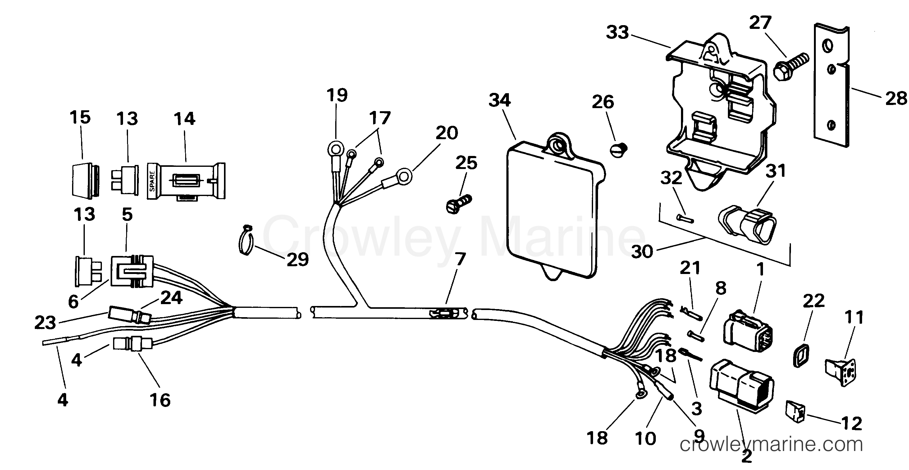 2001 Outboard 25 - J25EVSIC - MOTOR CABLE ASSEMBLY
