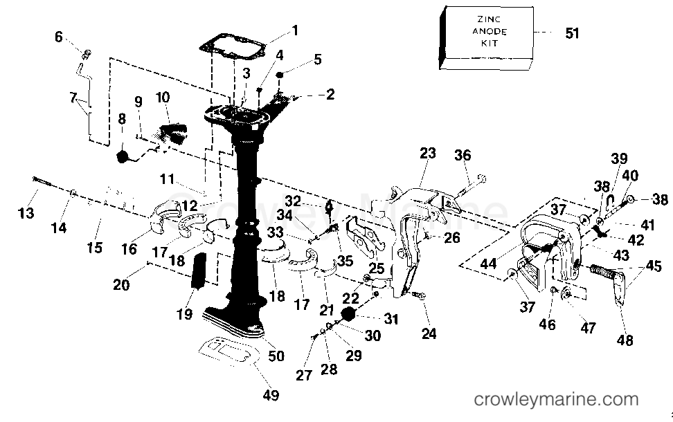 1987 Outboard 4 - J4RLCUD - MIDSECTION - 3RC MODELS