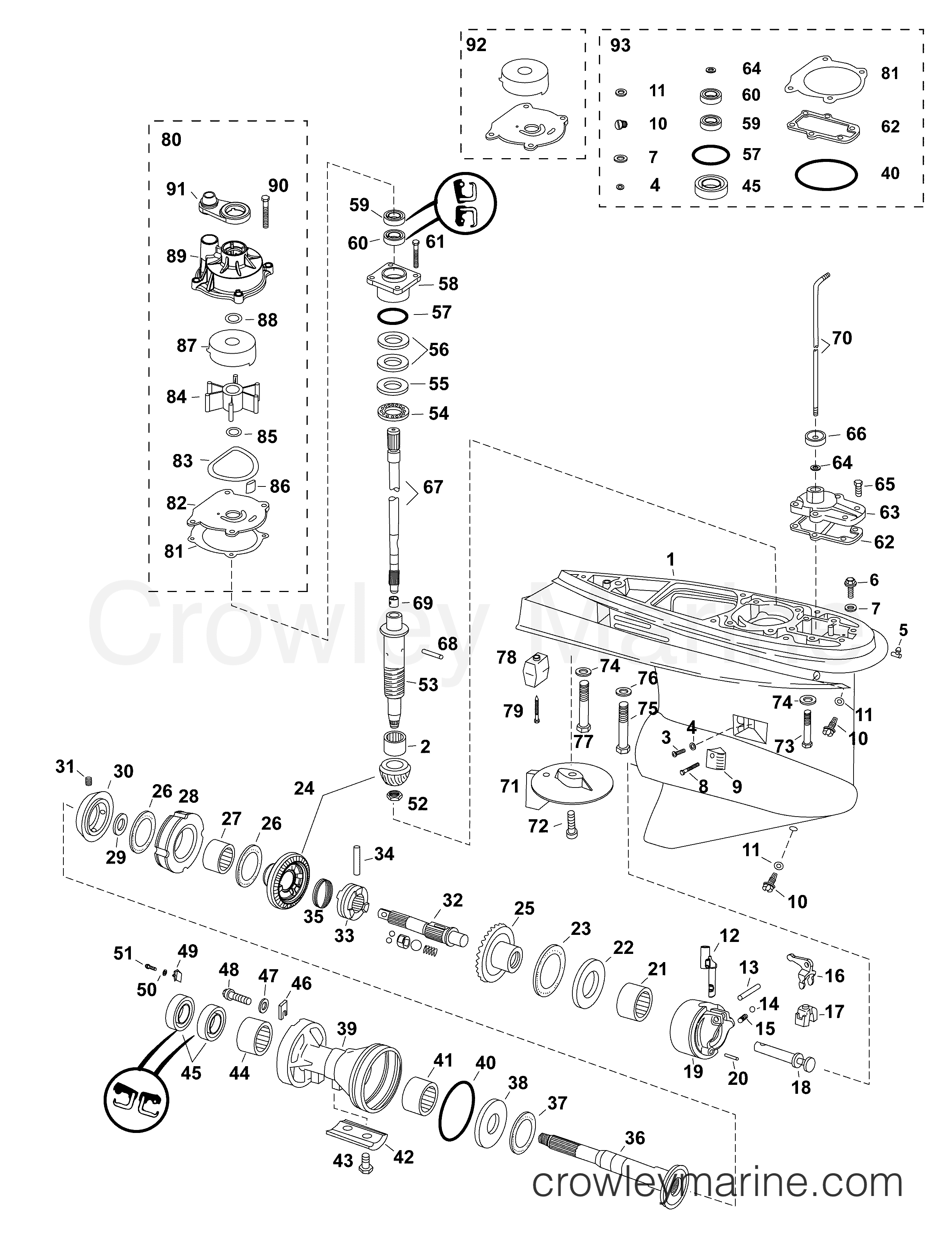 AF Outboard 130 - E130DCXAFA - GEARCASE, O-TYPE, COUNTER ROTATION