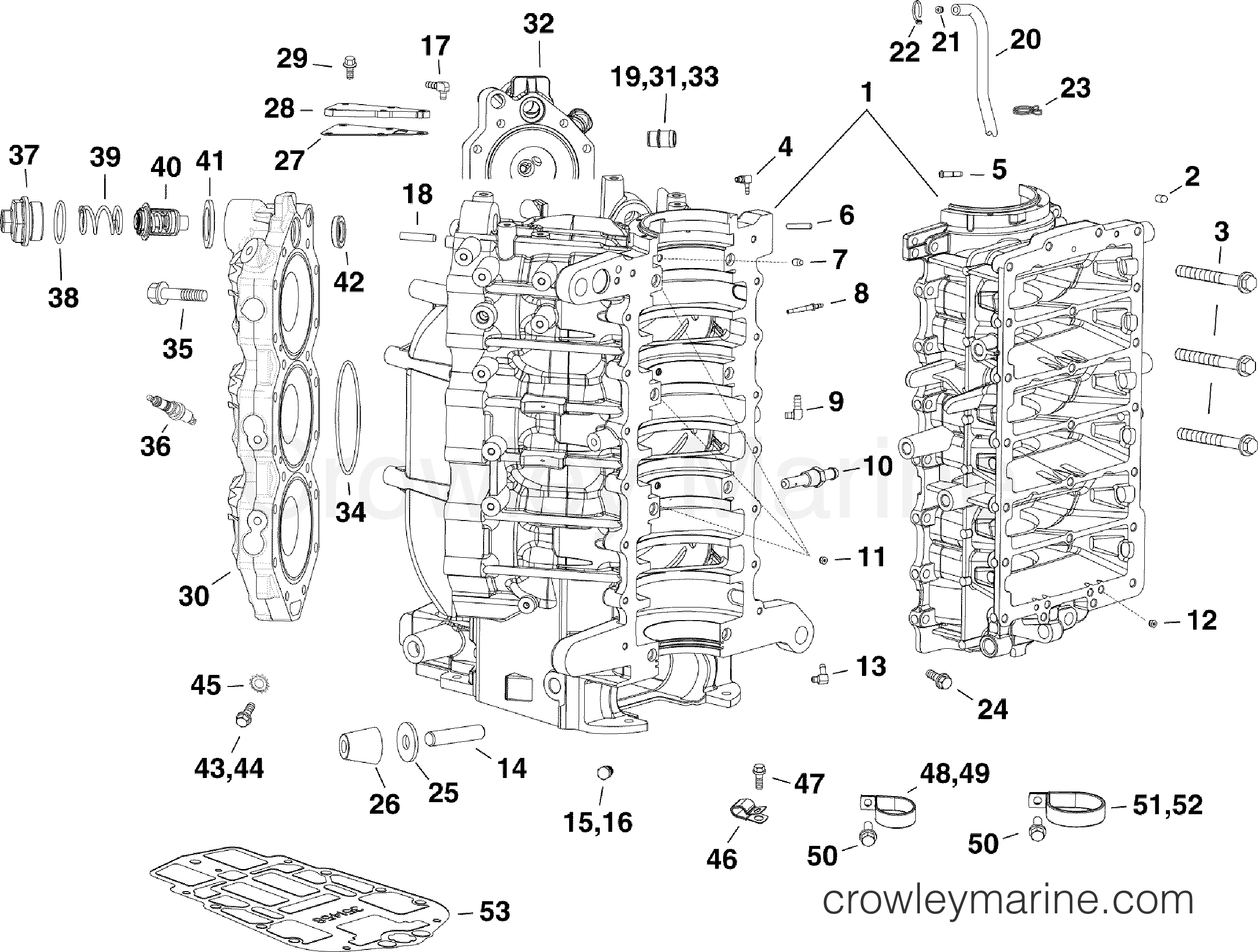 2010 Evinrude Outboards 150 - E150DBXISF CYLINDER & CRANKCASE section