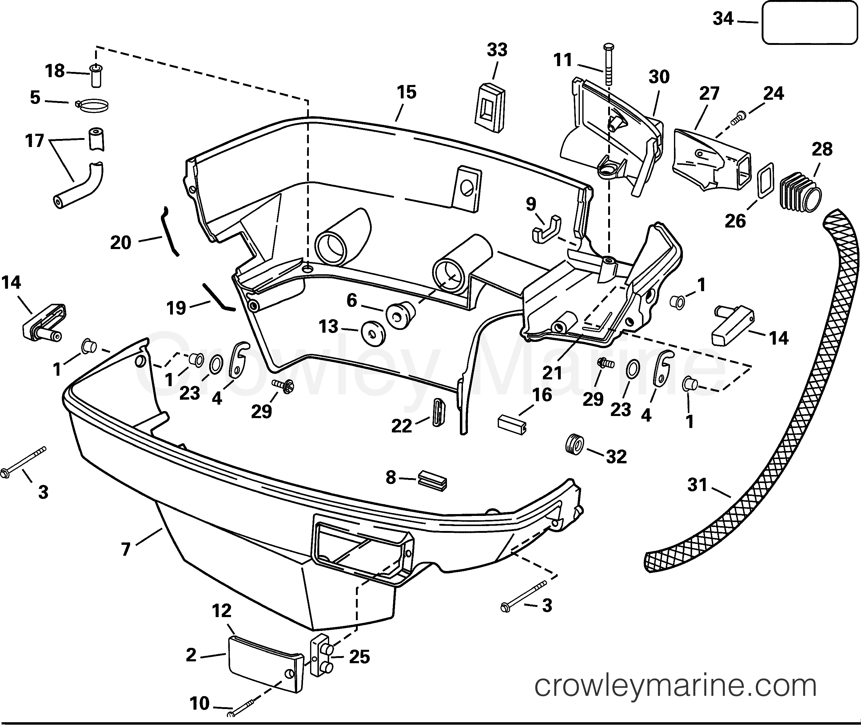 2001 Evinrude Outboards 105 - E105WELSIF LOWER ENGINE COVER - 105WE MODELS section