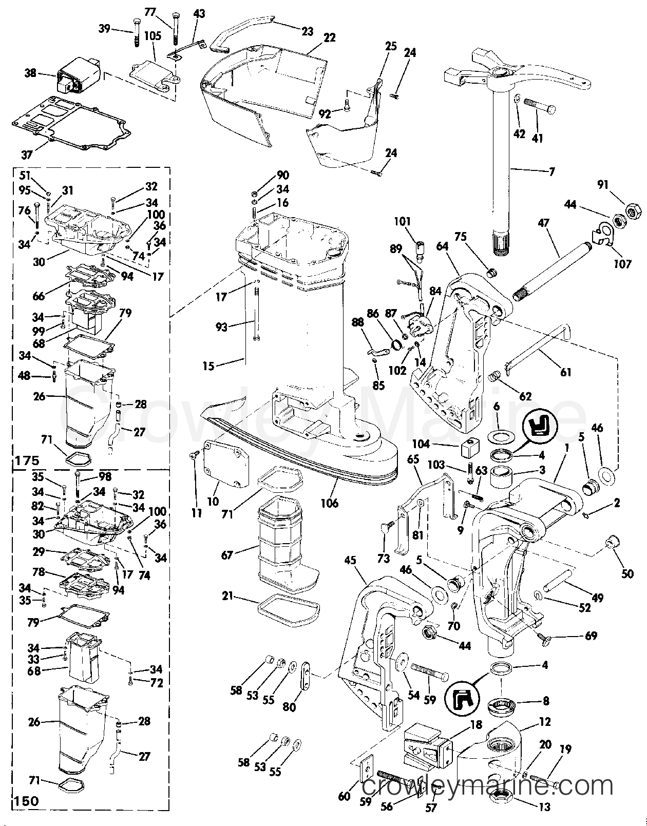 1987 Outboard 150 - J150TLCUR - MIDSECTION