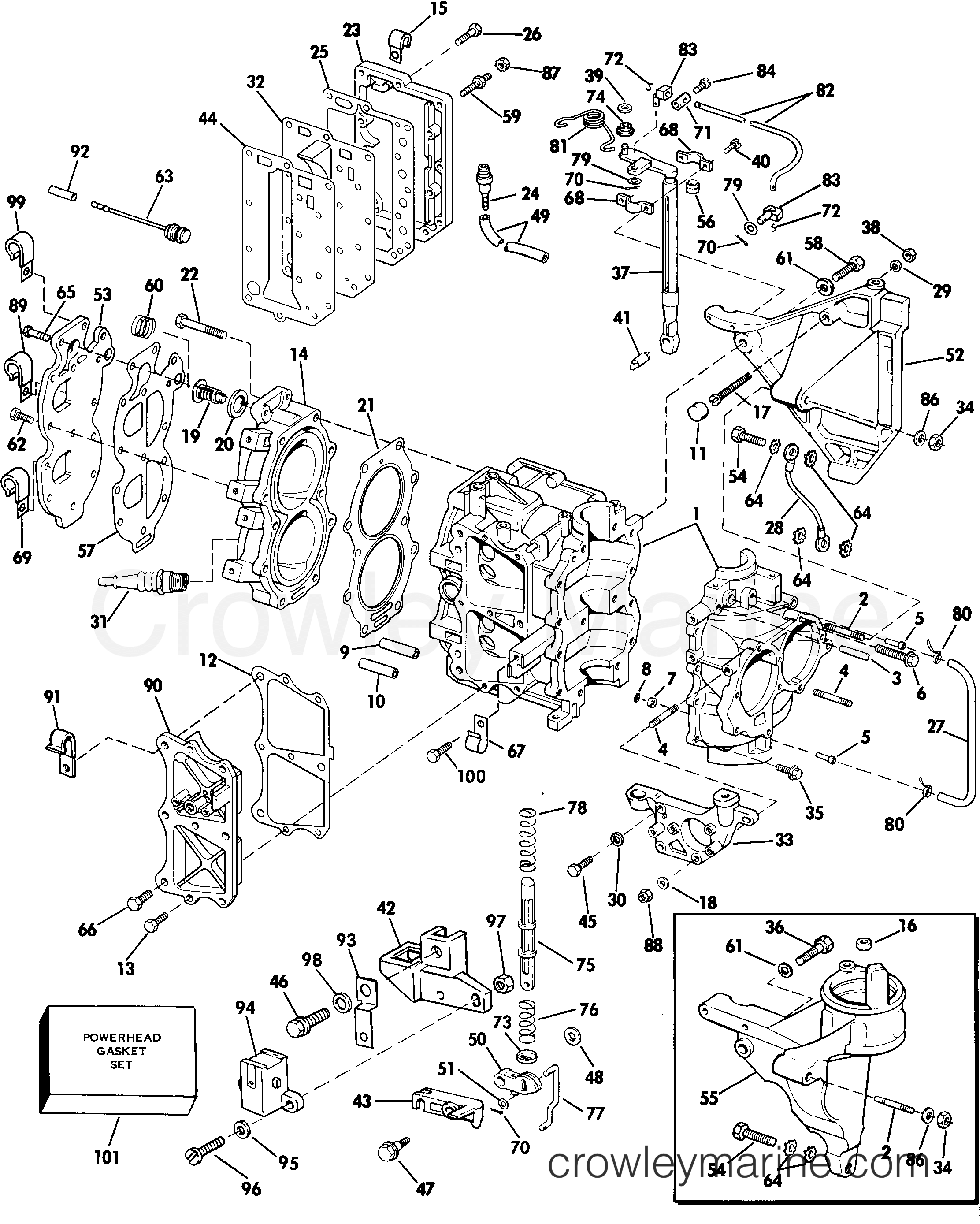 1985 Johnson Outboards 30 - J30ECOA CYLINDER & CRANKCASE section