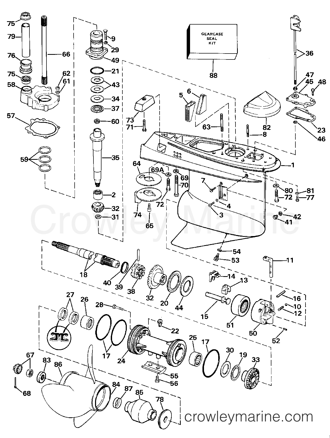 1987 Stern Drive 7.5 - 754BPSRC - LOWER GEARCASE