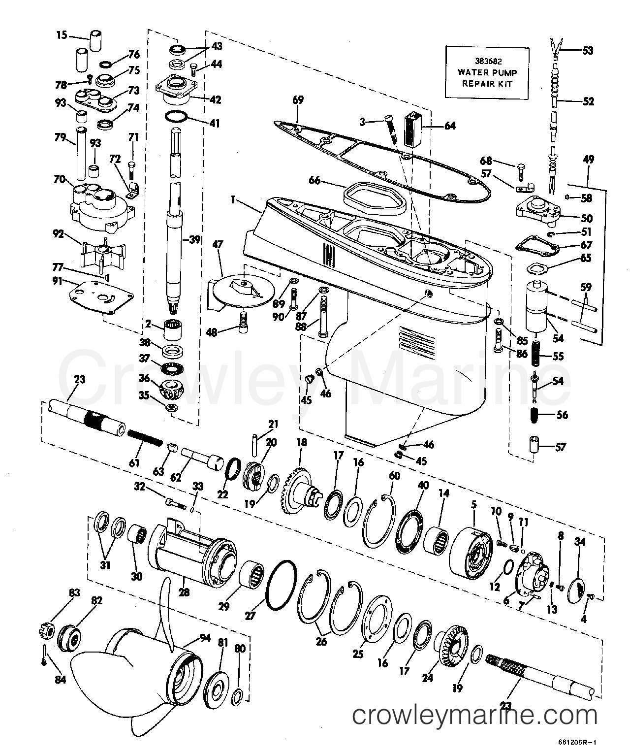 1968 Outboard 55 - TR-10S - GEARCASE GROUP