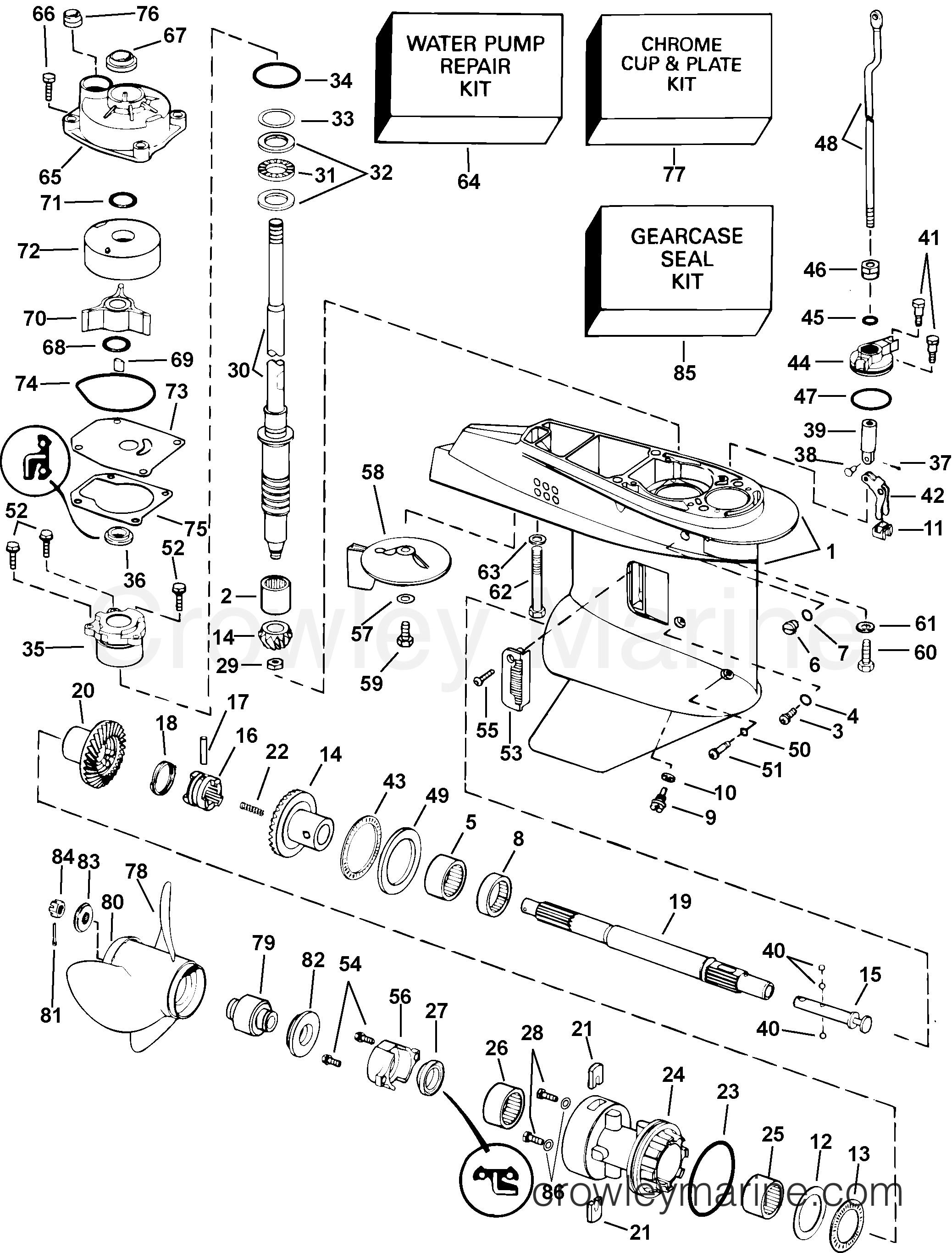 2003 Outboard 50 - J50PLSTD - GEARCASE
