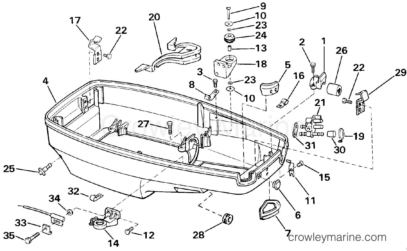1987 Outboard 50 - J50BECUD - LOWER ENGINE COVER