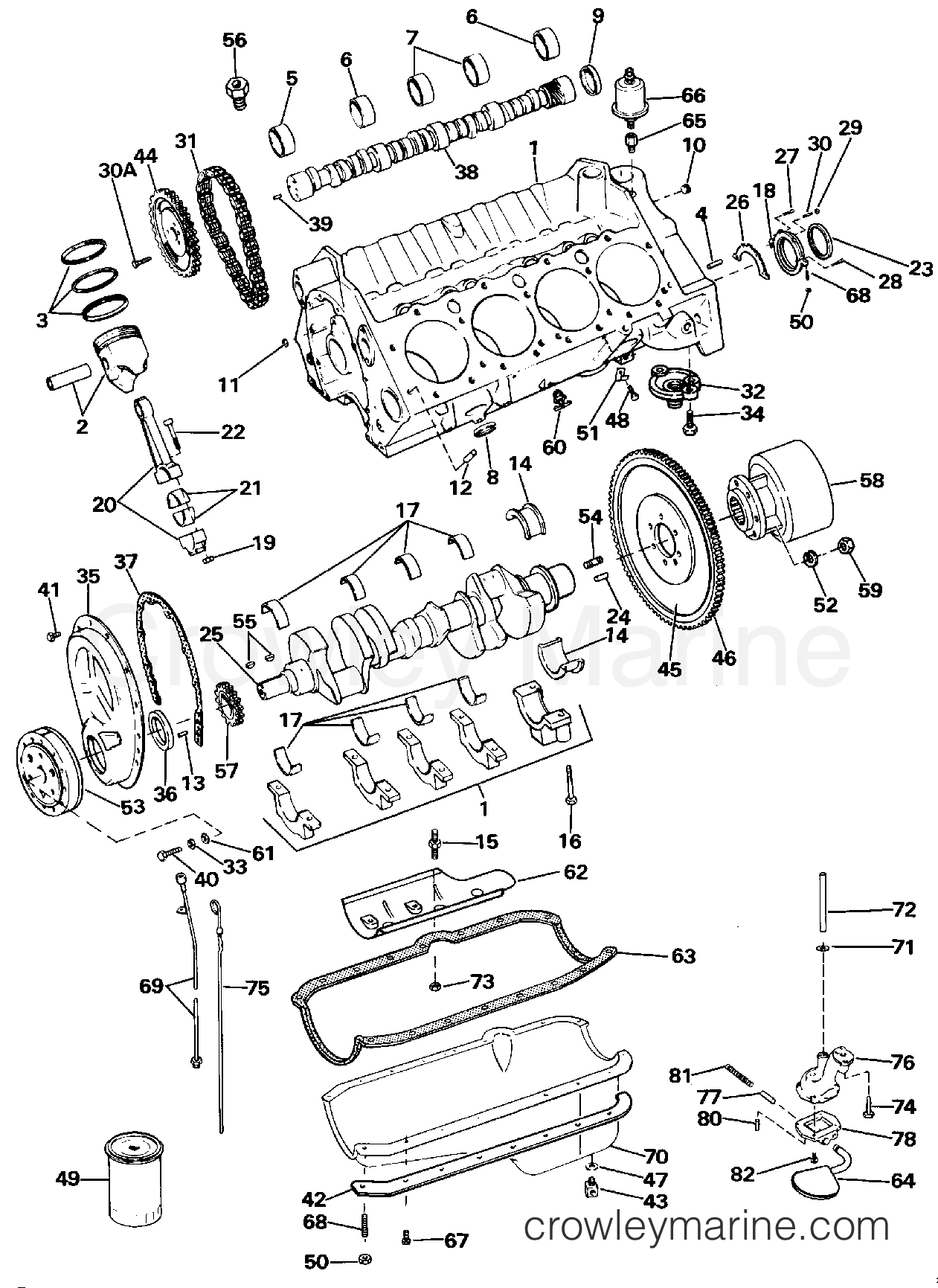 1987 Stern Drive 5.7 - 574APSRC - CRANKCASE