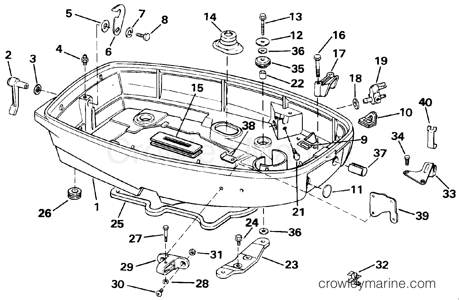 1993 Outboard 20 - E20EETS - LOWER ENGINE COVER